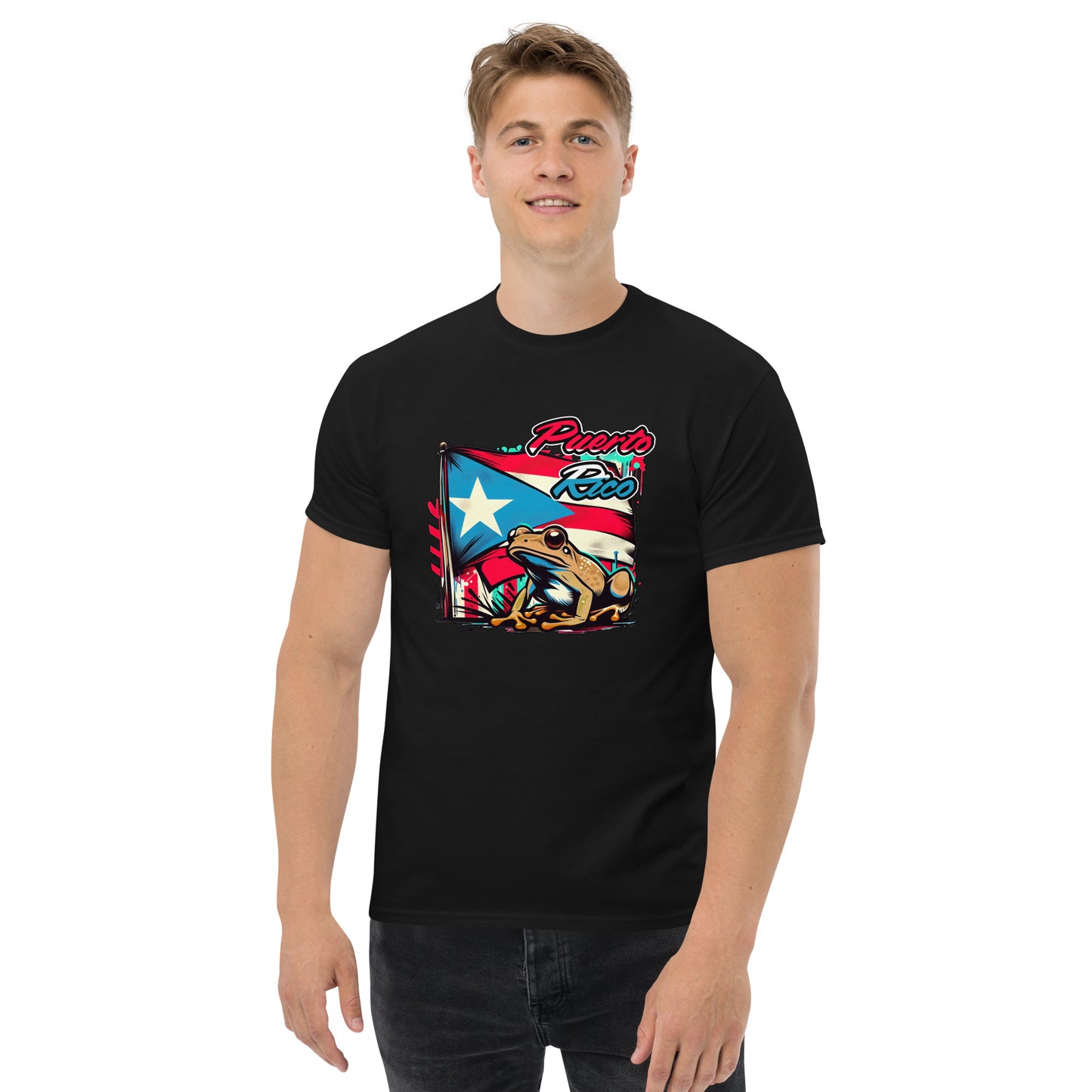Graffytees Puerto Rico flag and coqui Men's classic tee