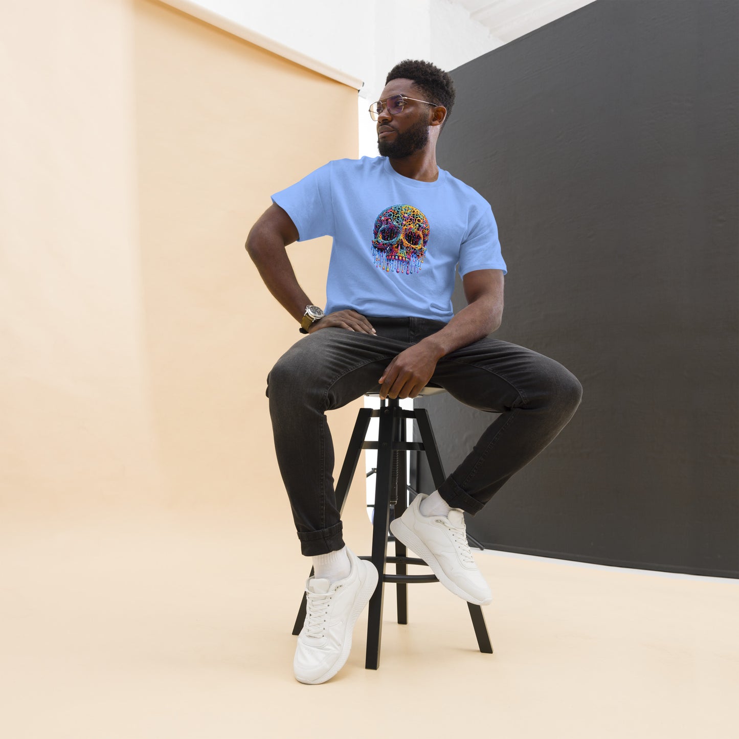 GraffyTees Colorful dripping Skull Men's classic tee