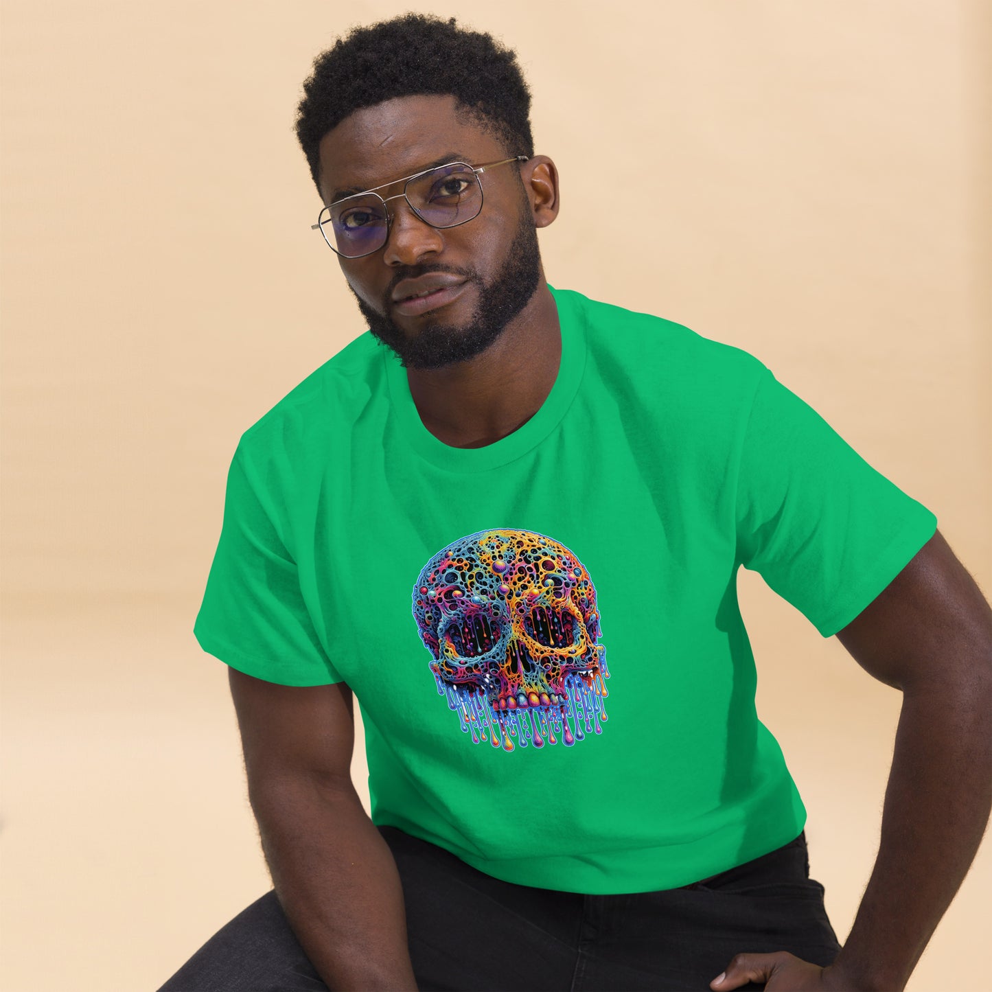 GraffyTees Colorful dripping Skull Men's classic tee