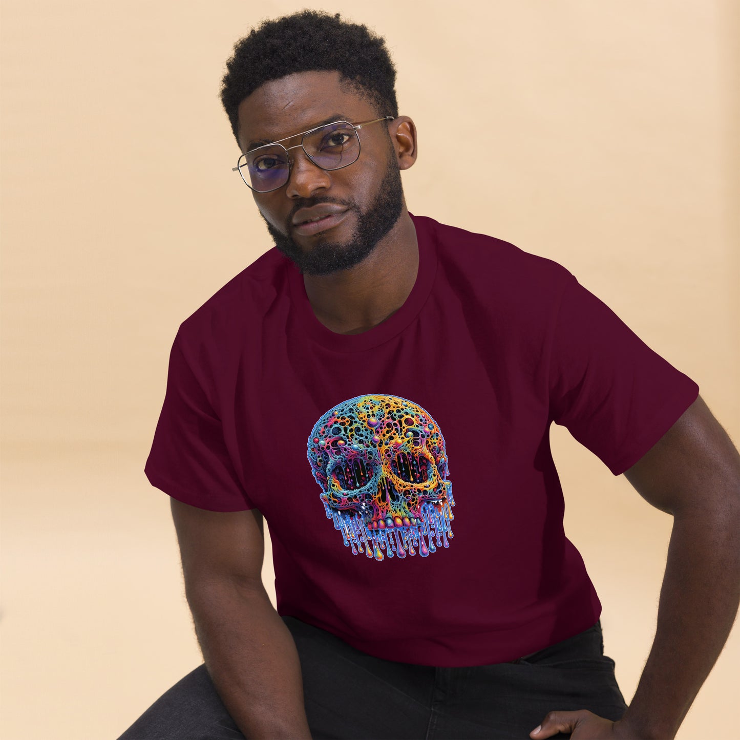 GraffyTees Colorful dripping Skull Men's classic tee