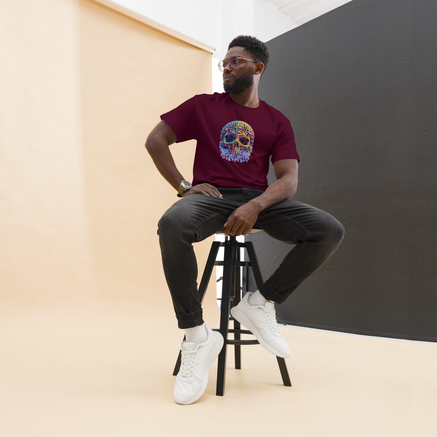 GraffyTees Colorful dripping Skull Men's classic tee