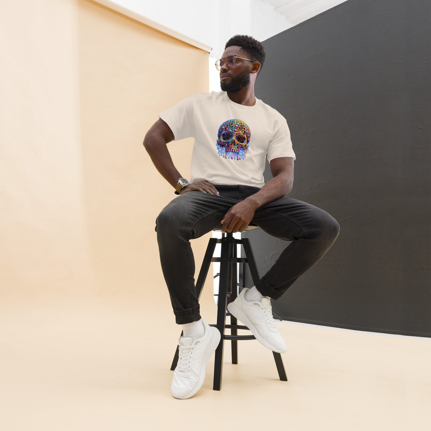 GraffyTees Colorful dripping Skull Men's classic tee