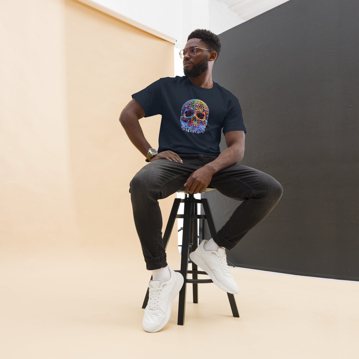 GraffyTees Colorful dripping Skull Men's classic tee