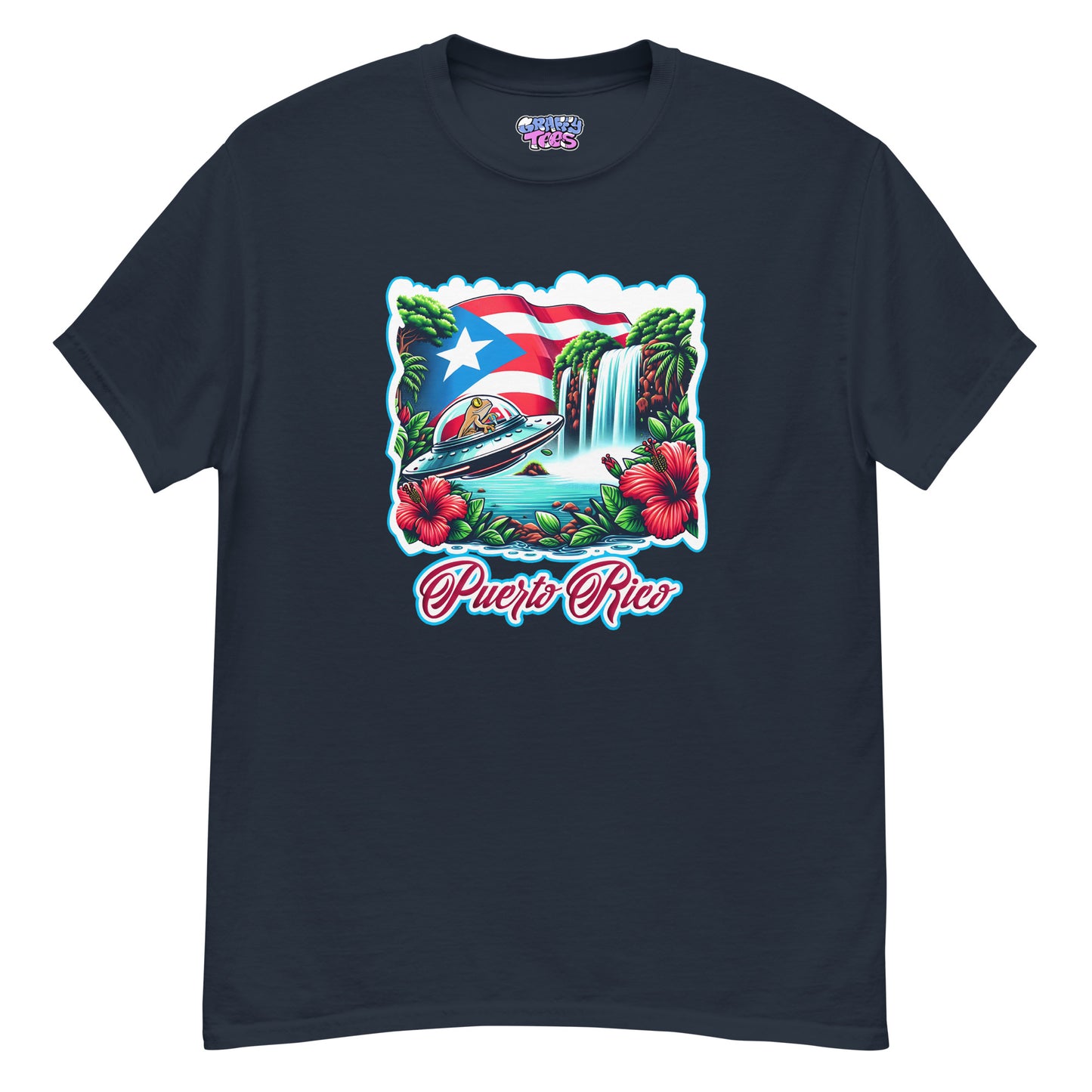 Graffytees Puerto Rico Coqui in UFO Men's classic tee