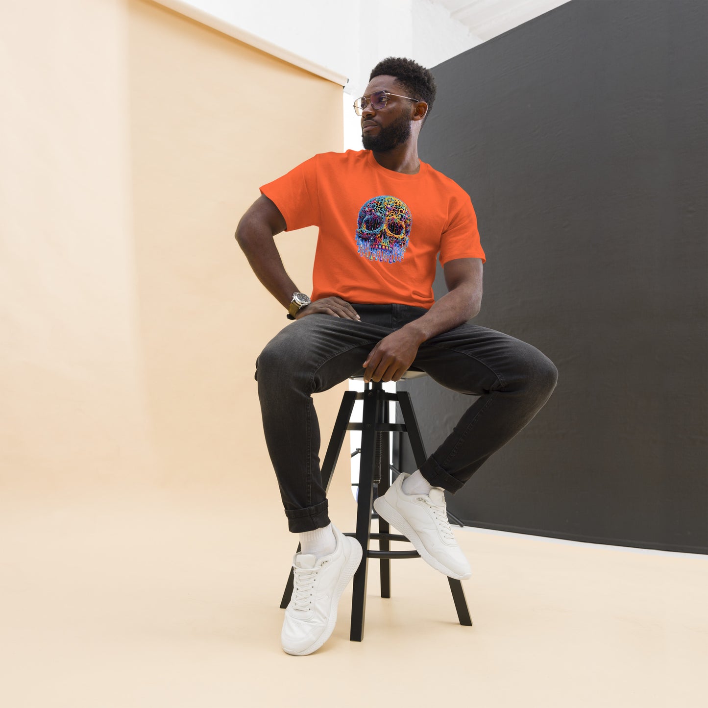 GraffyTees Colorful dripping Skull Men's classic tee
