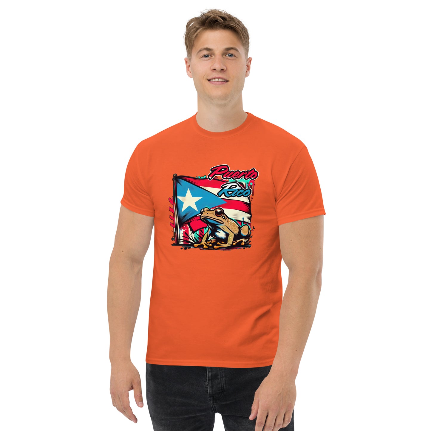 Graffytees Puerto Rico flag and coqui Men's classic tee