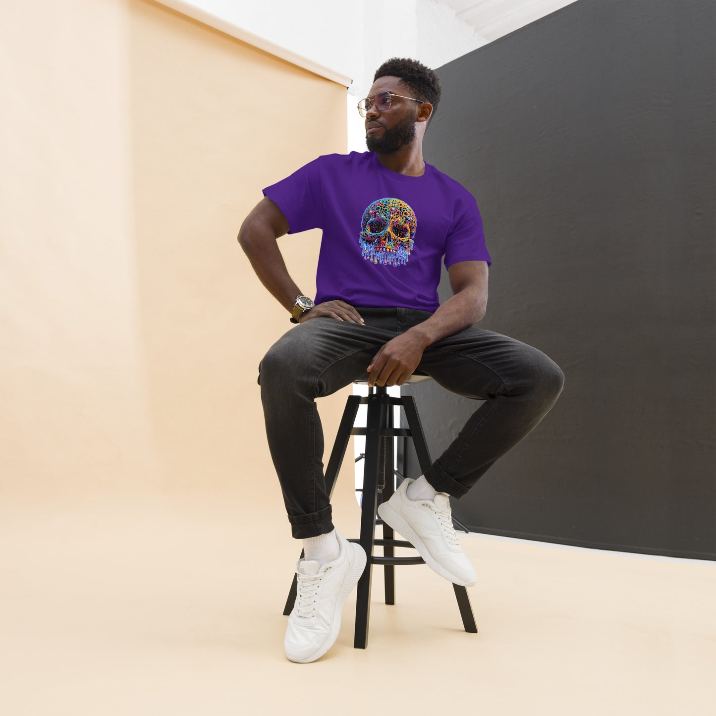 GraffyTees Colorful dripping Skull Men's classic tee