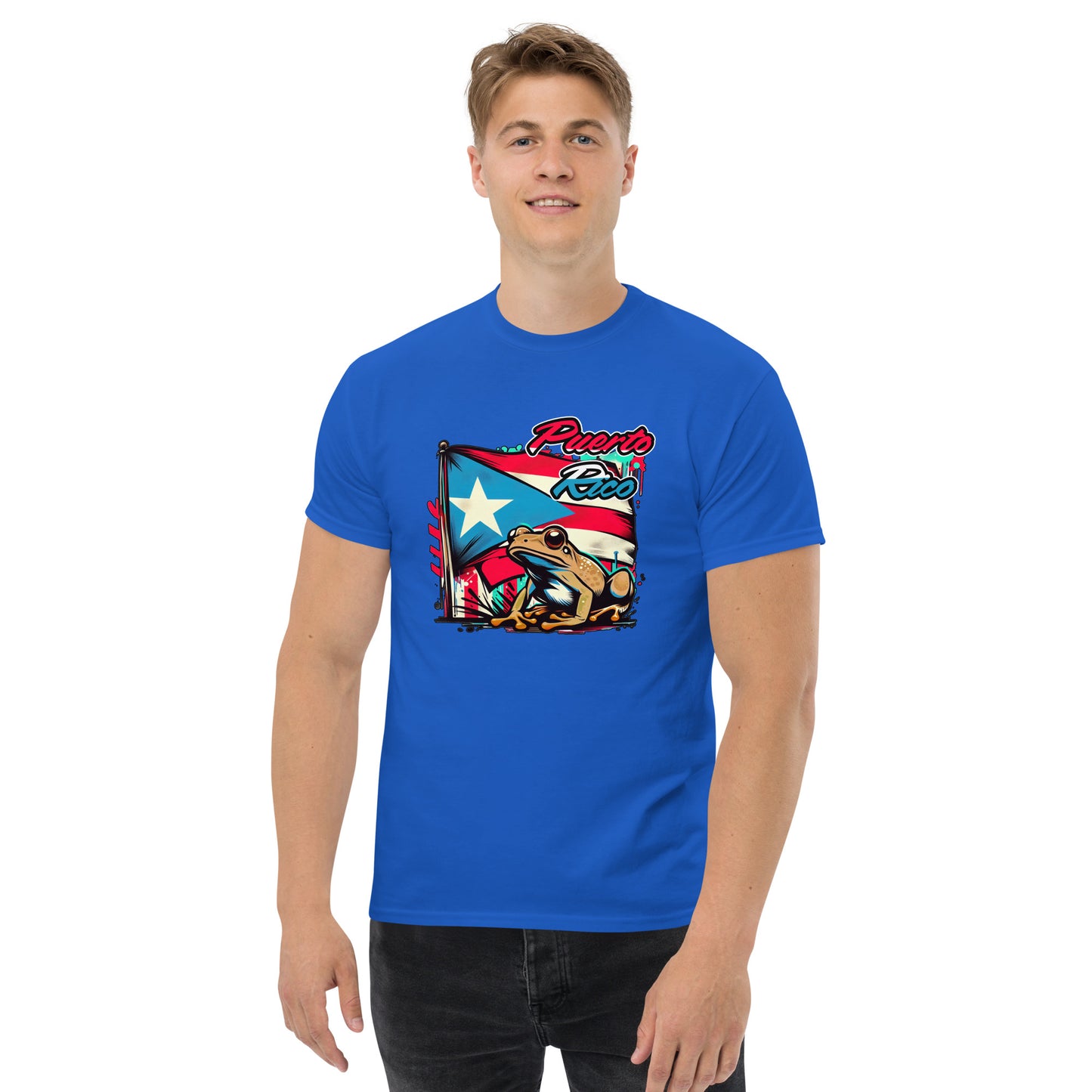 Graffytees Puerto Rico flag and coqui Men's classic tee