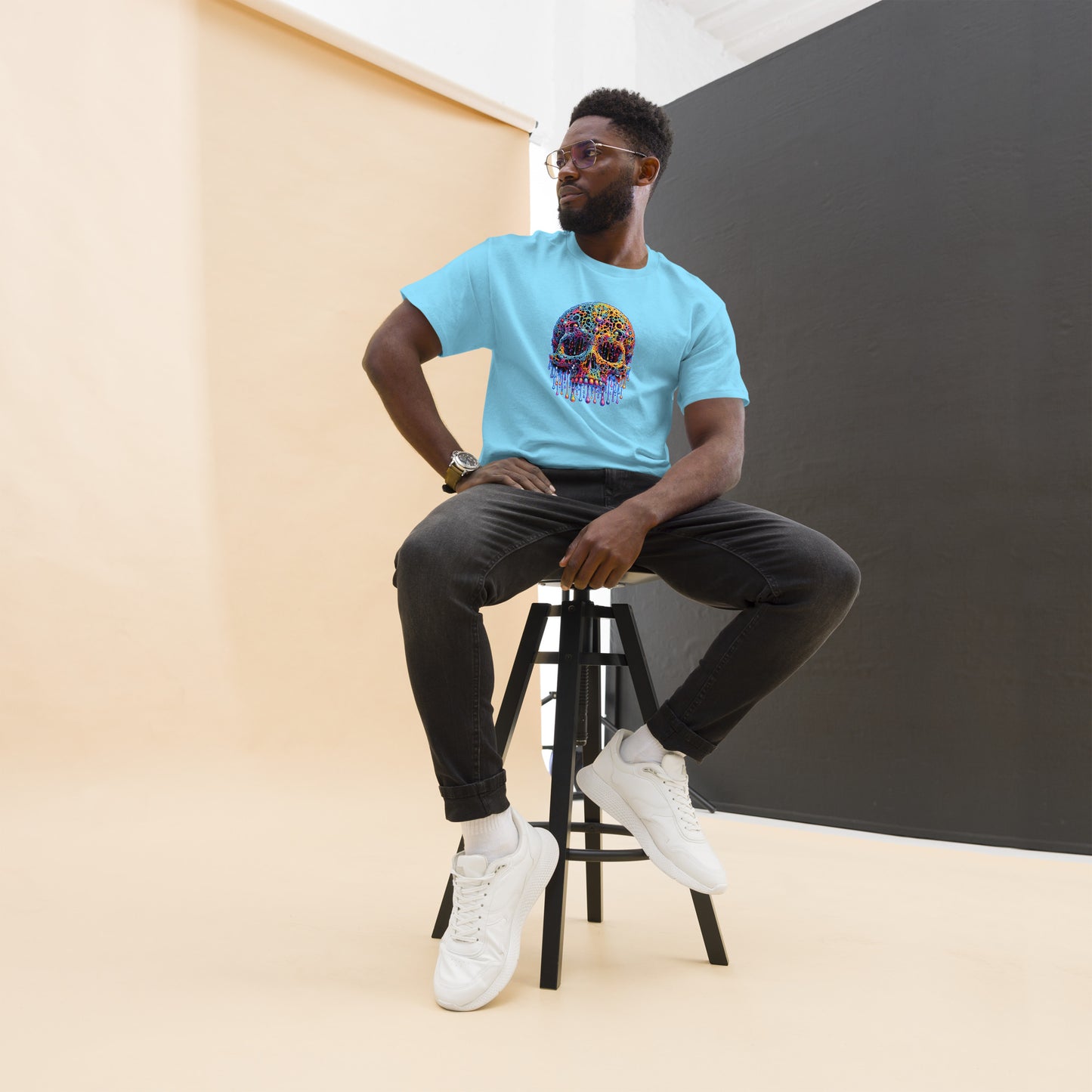 GraffyTees Colorful dripping Skull Men's classic tee