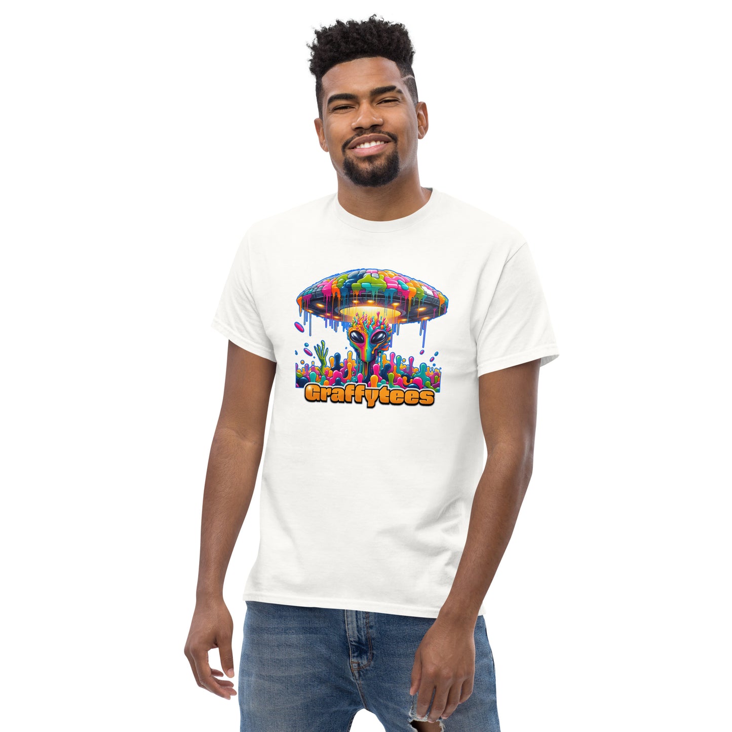 Artful Alienz Colorful Alien and UFO Men's classic tee
