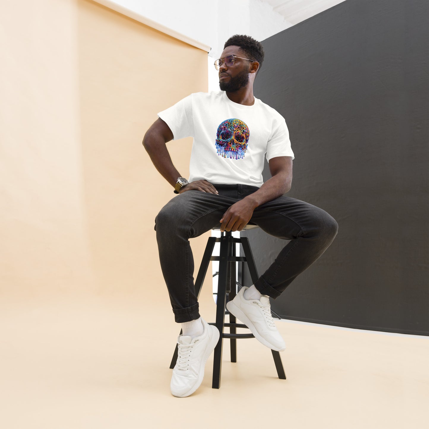 GraffyTees Colorful dripping Skull Men's classic tee
