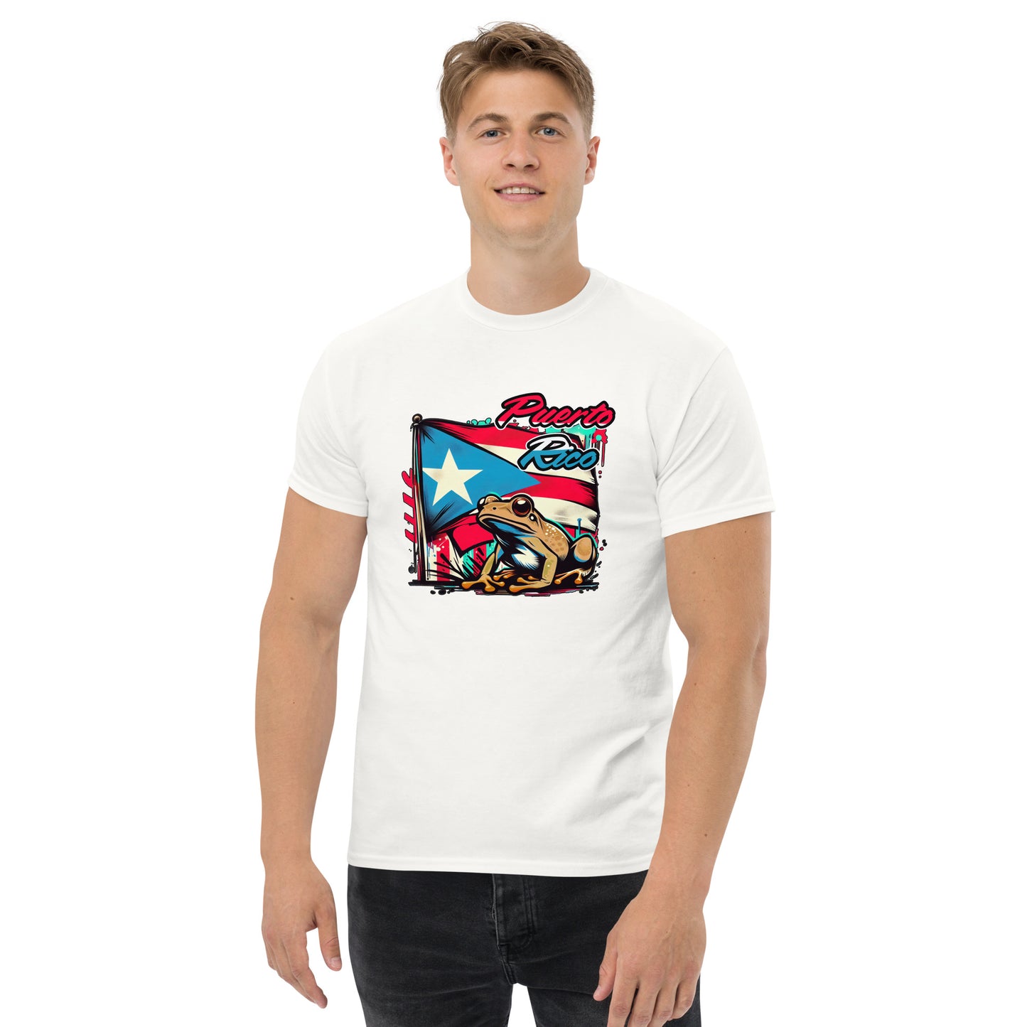 Graffytees Puerto Rico flag and coqui Men's classic tee