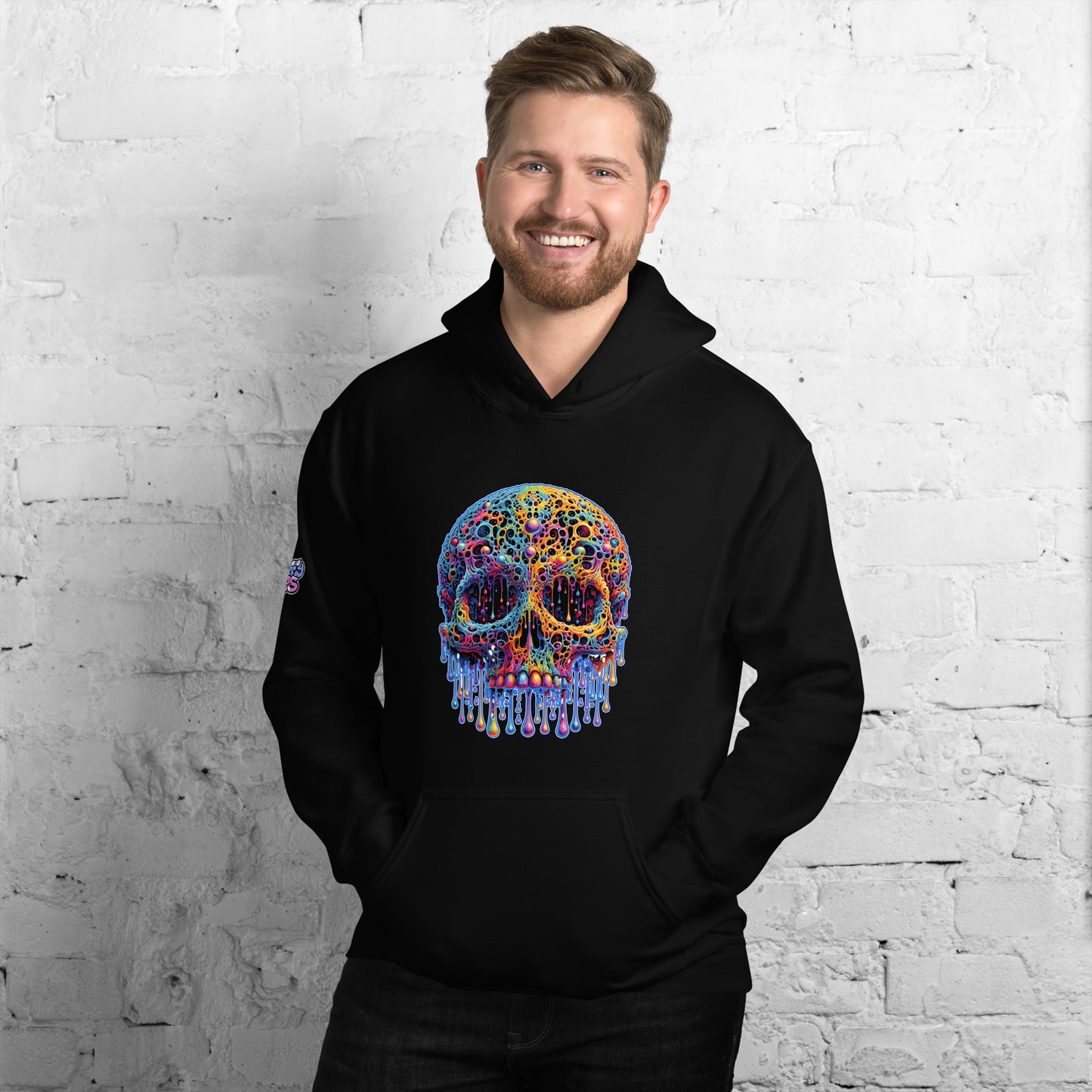 GraffyTees Colorful dripping Skull Unisex Hoodie