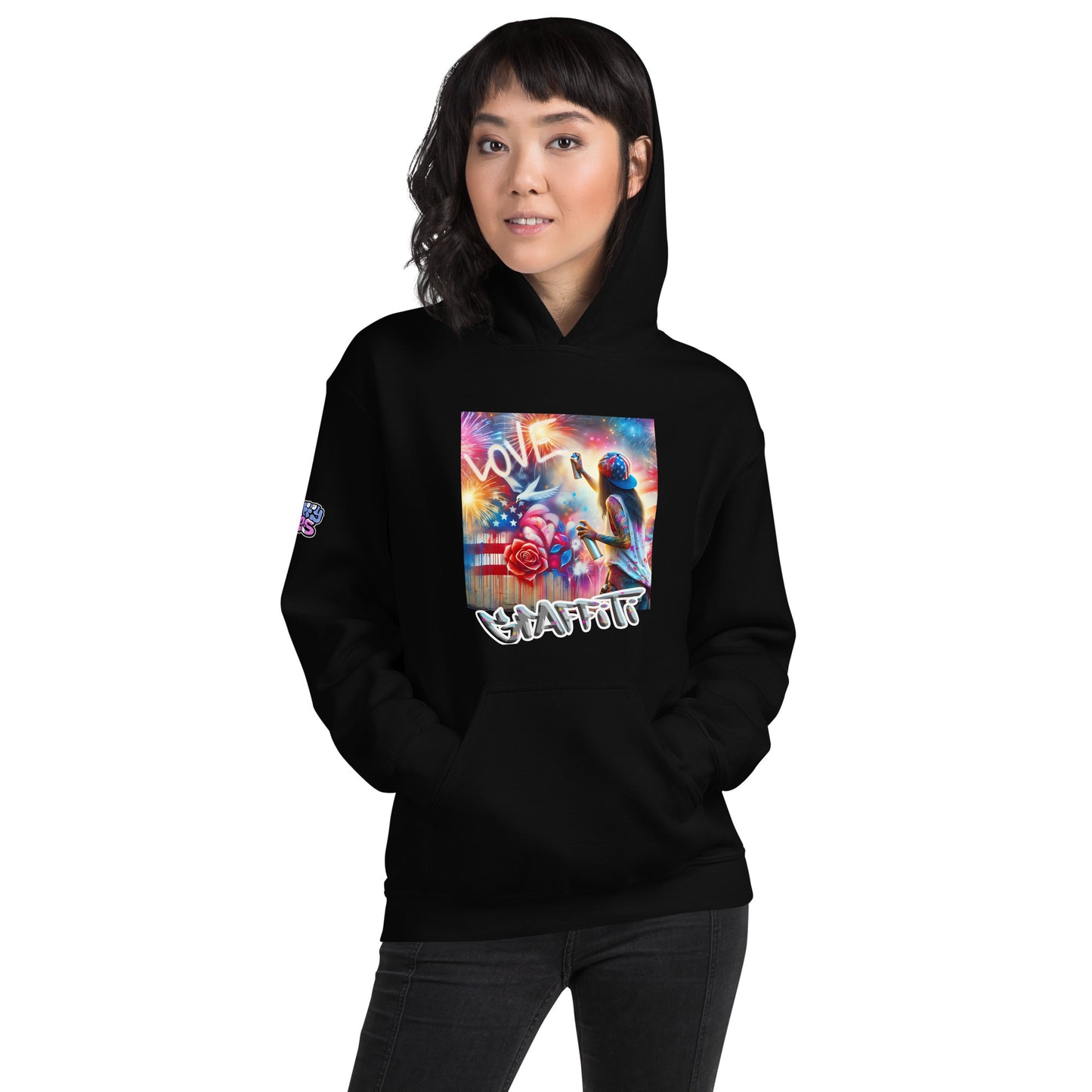 Graffytees Lady Vandal Love Message Unisex Hoodie