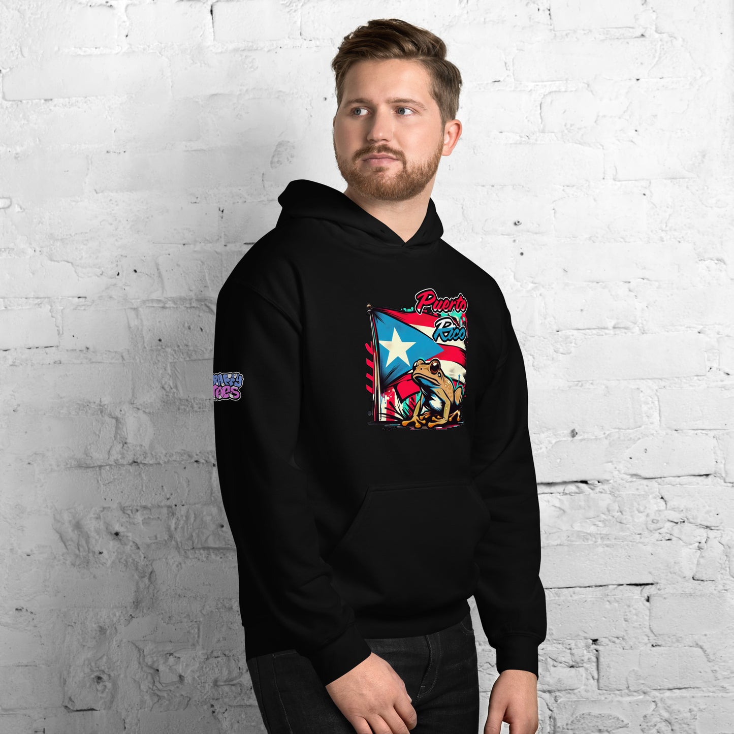Graffytees Puerto Rico flag and Coqui Unisex Hoodie