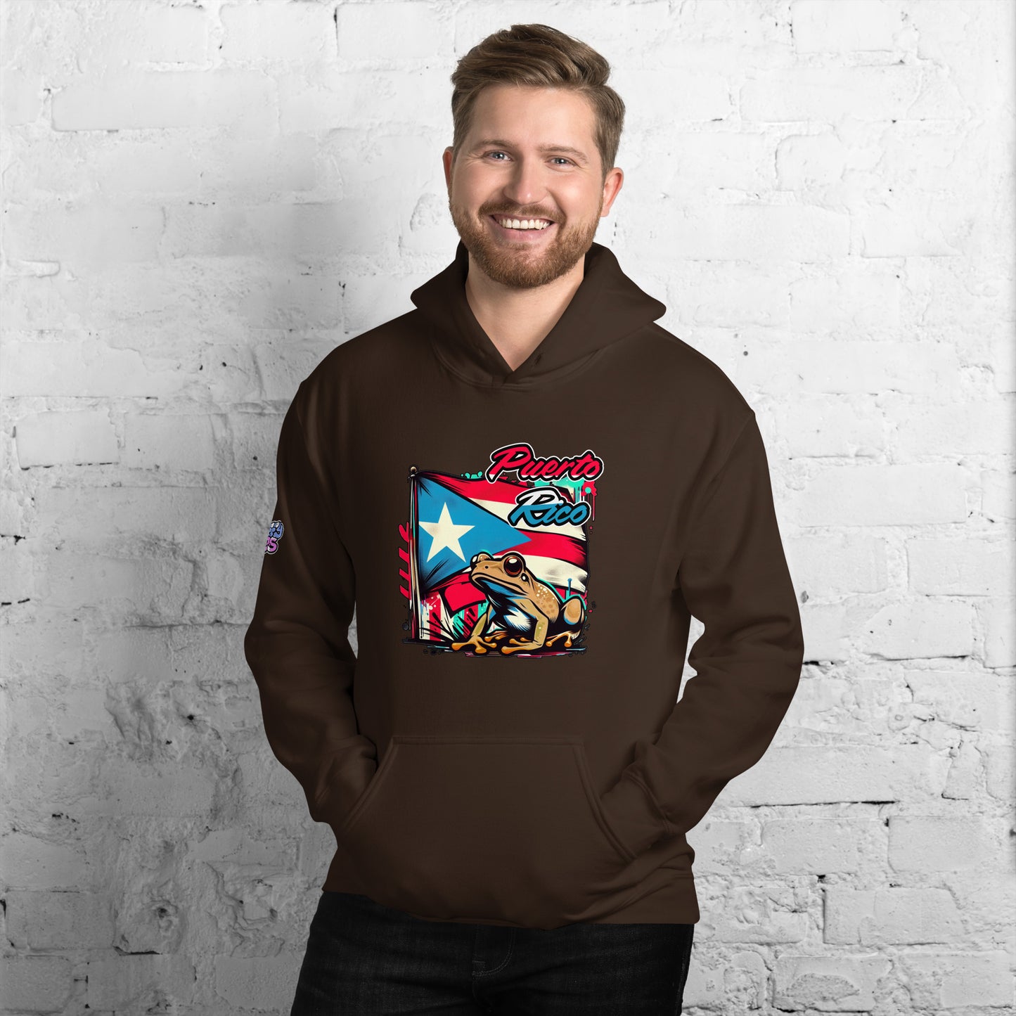Graffytees Puerto Rico flag and Coqui Unisex Hoodie