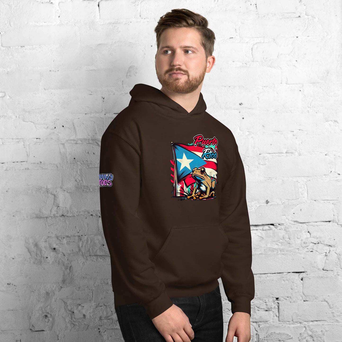 Graffytees Puerto Rico flag and Coqui Unisex Hoodie
