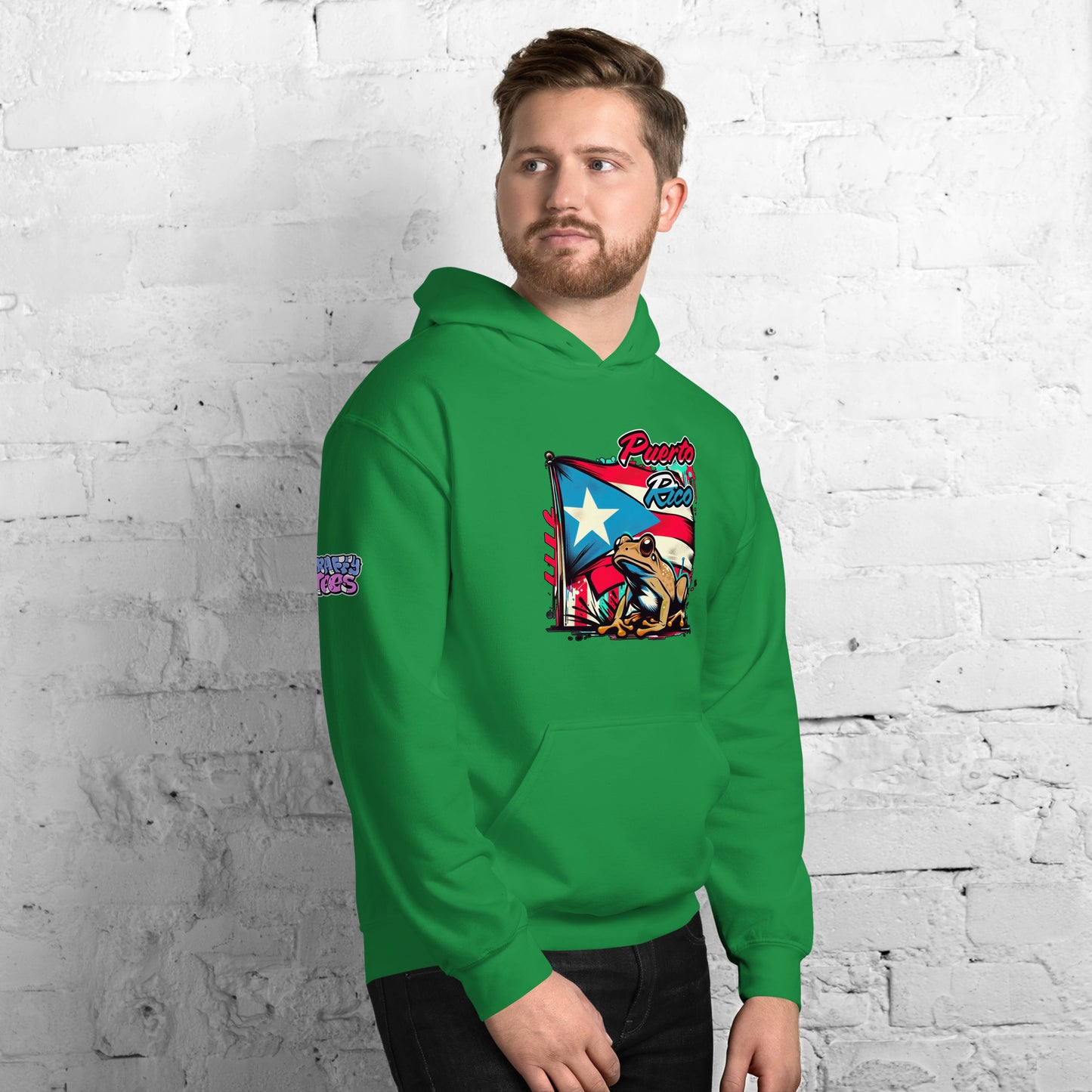 Graffytees Puerto Rico flag and Coqui Unisex Hoodie