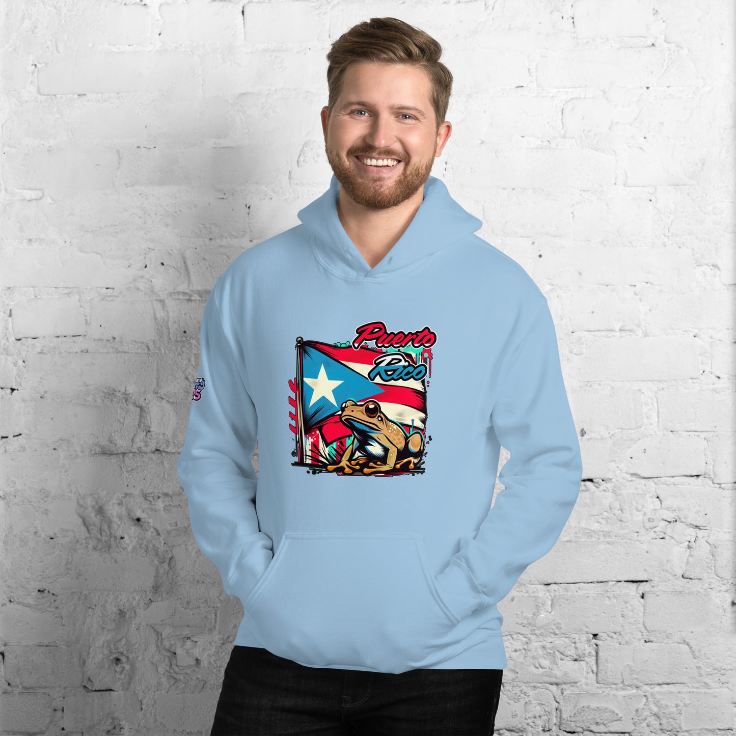 Graffytees Puerto Rico flag and Coqui Unisex Hoodie