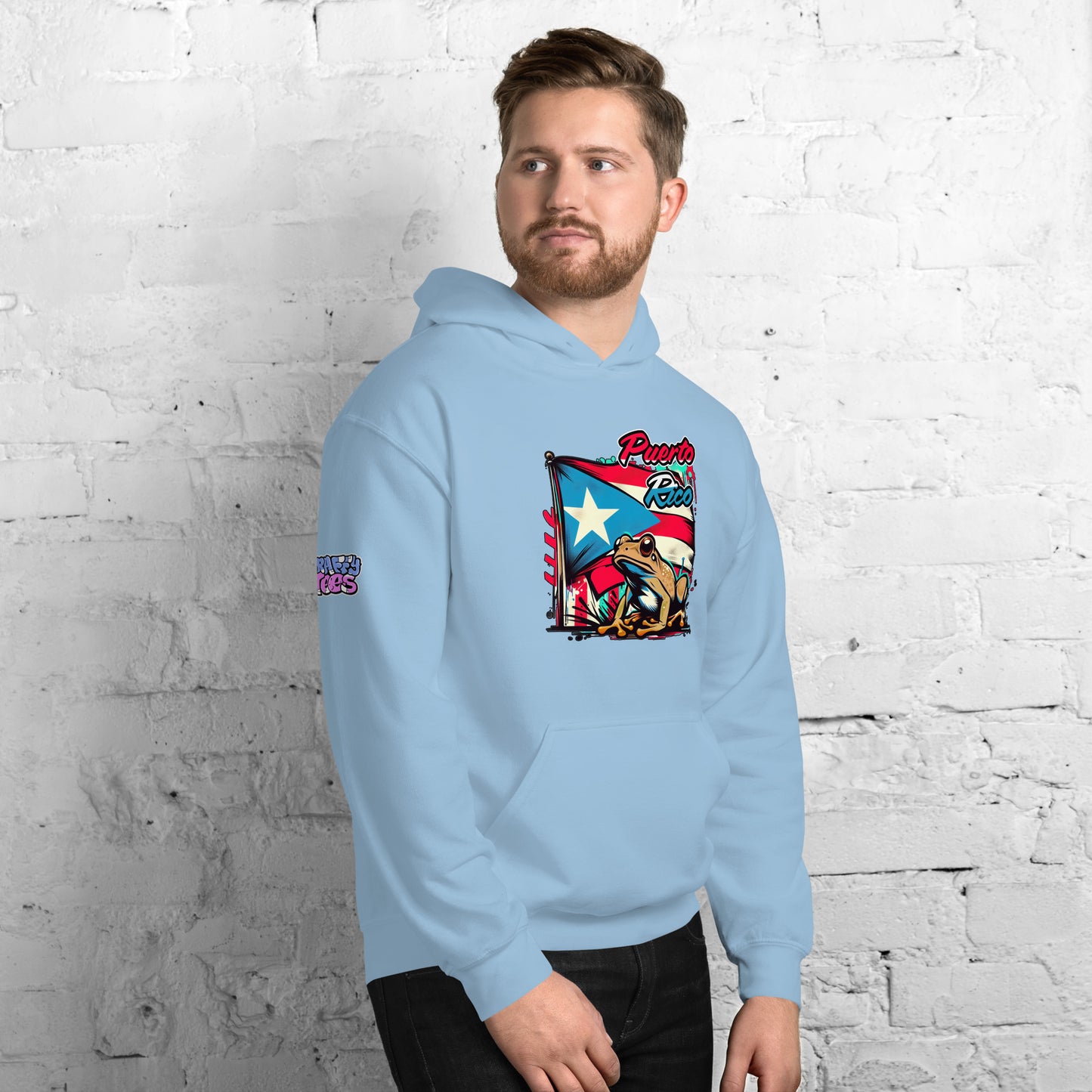 Graffytees Puerto Rico flag and Coqui Unisex Hoodie