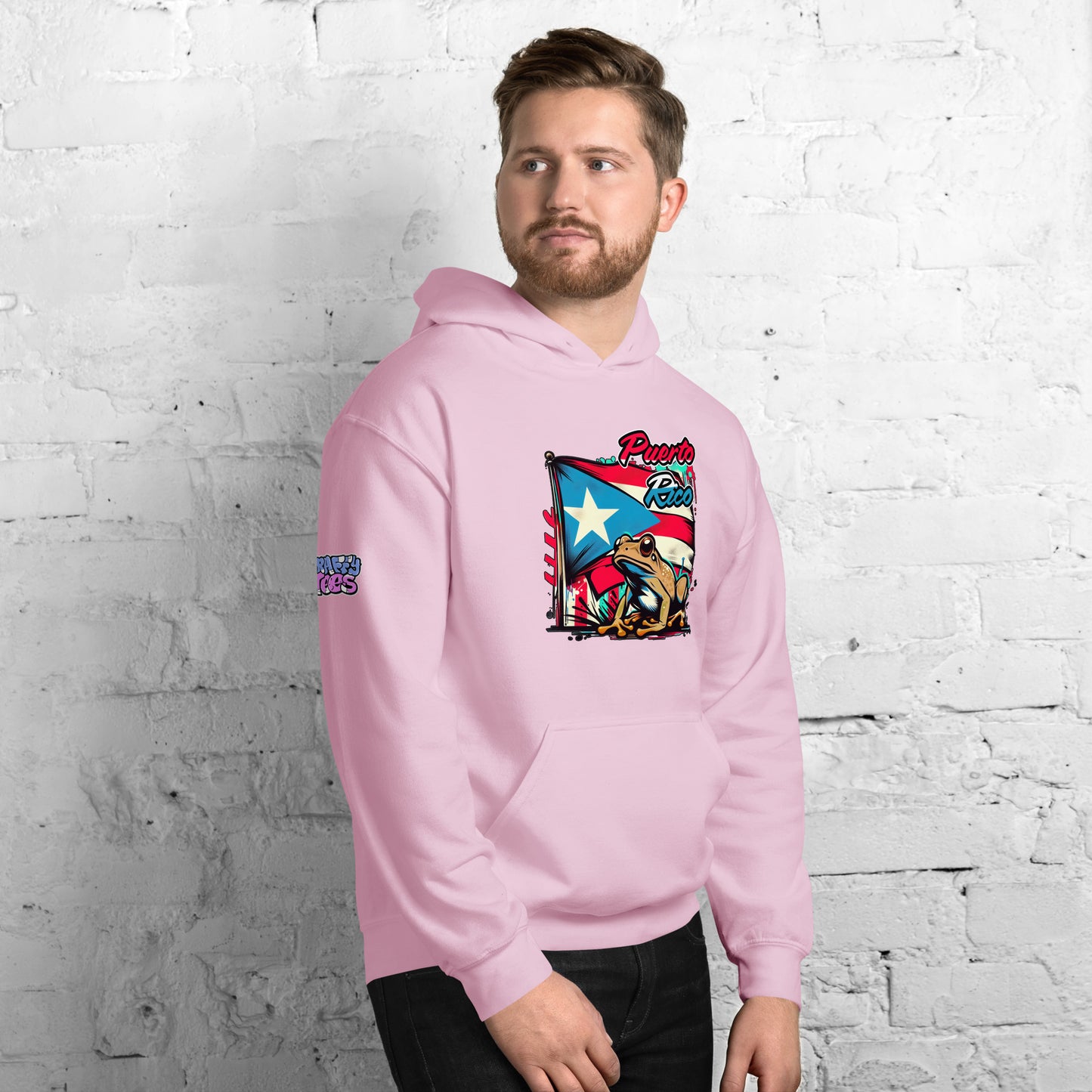 Graffytees Puerto Rico flag and Coqui Unisex Hoodie