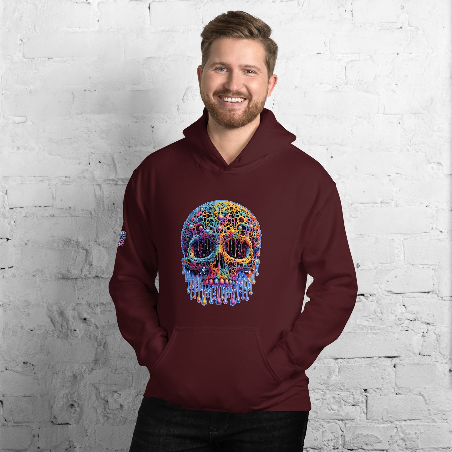 GraffyTees Colorful dripping Skull Unisex Hoodie