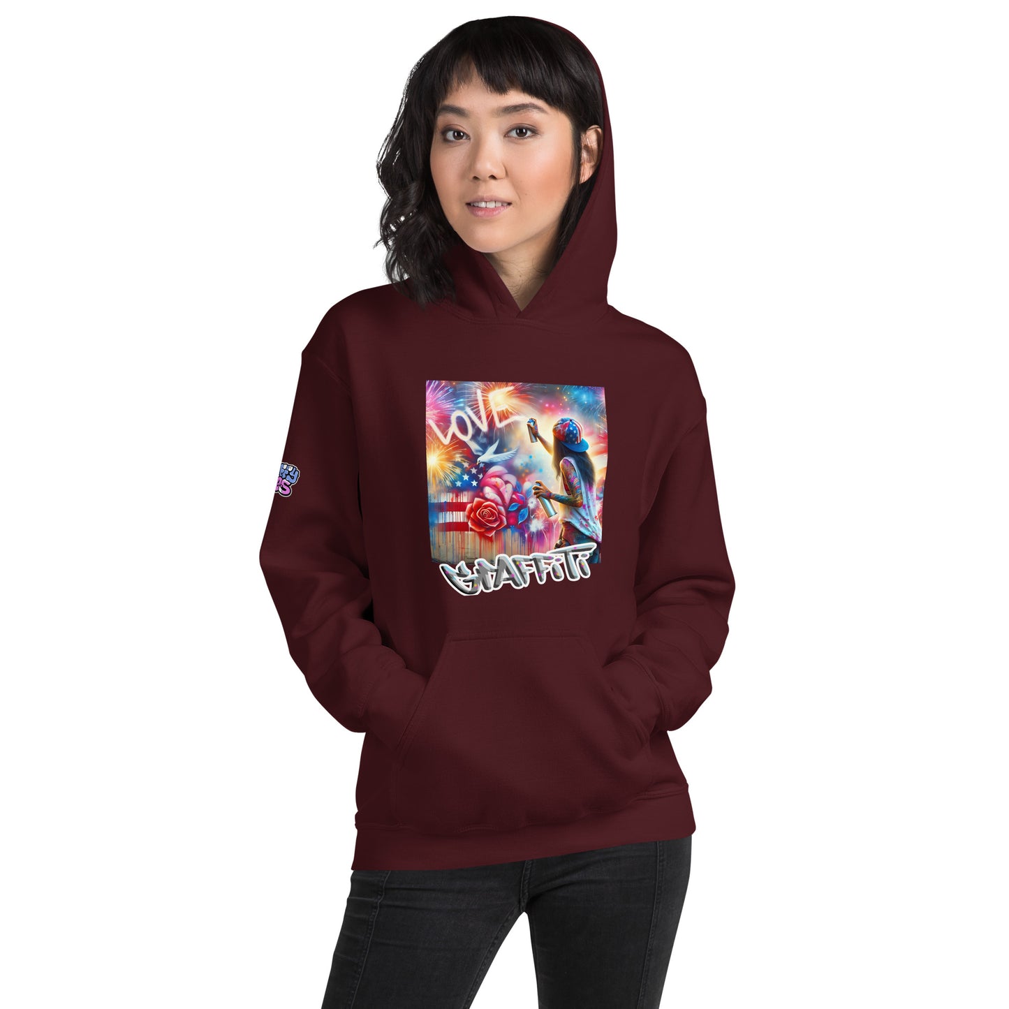 Graffytees Lady Vandal Love Message Unisex Hoodie