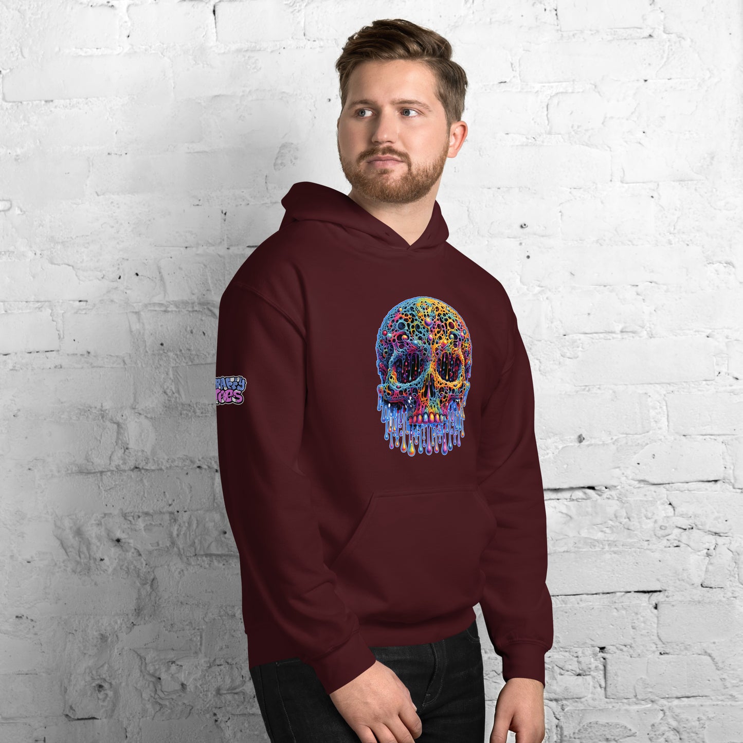 GraffyTees Colorful dripping Skull Unisex Hoodie