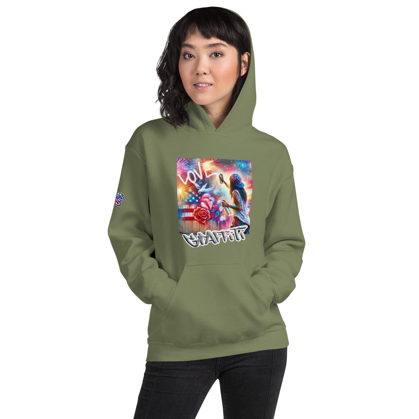 Graffytees Lady Vandal Love Message Unisex Hoodie