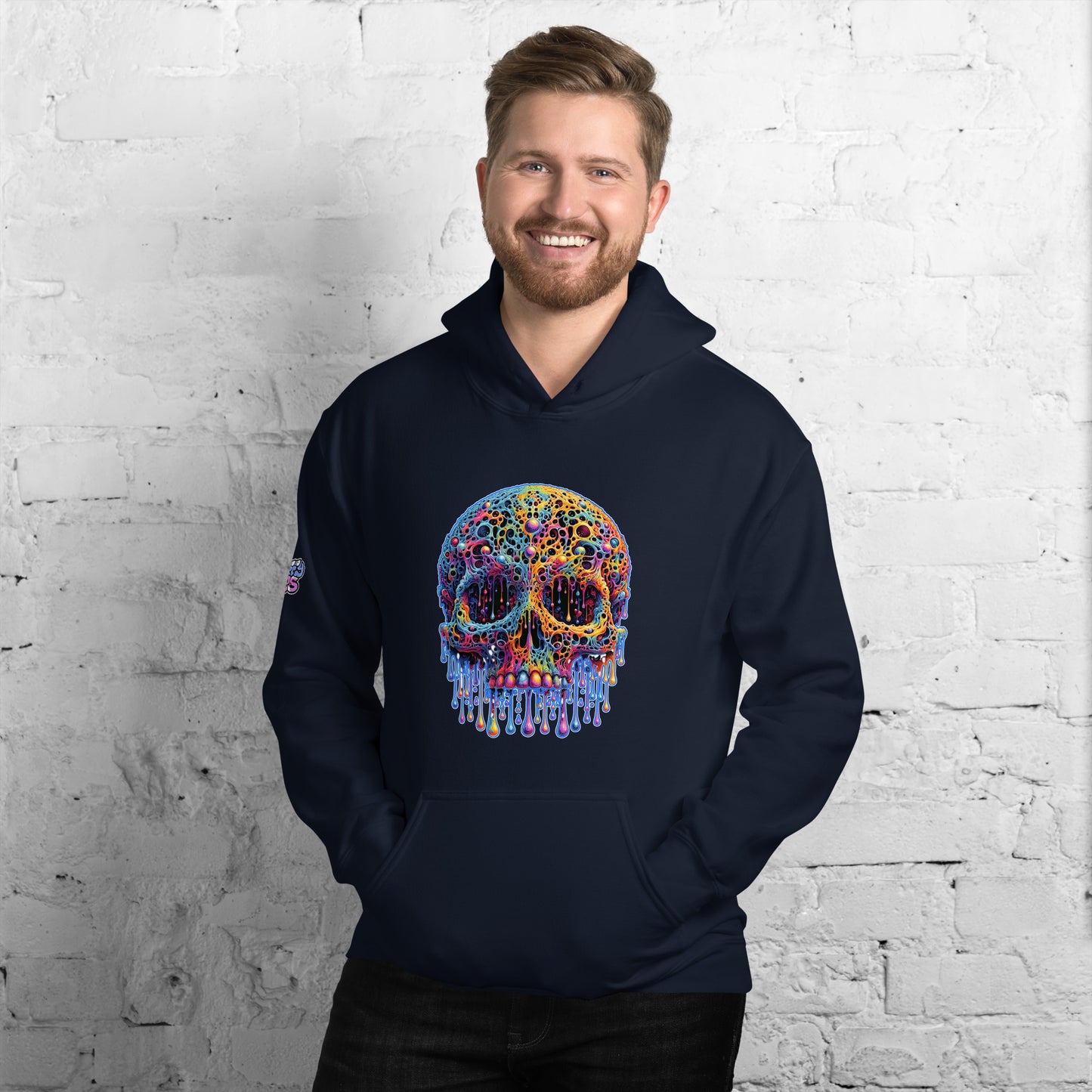 GraffyTees Colorful dripping Skull Unisex Hoodie