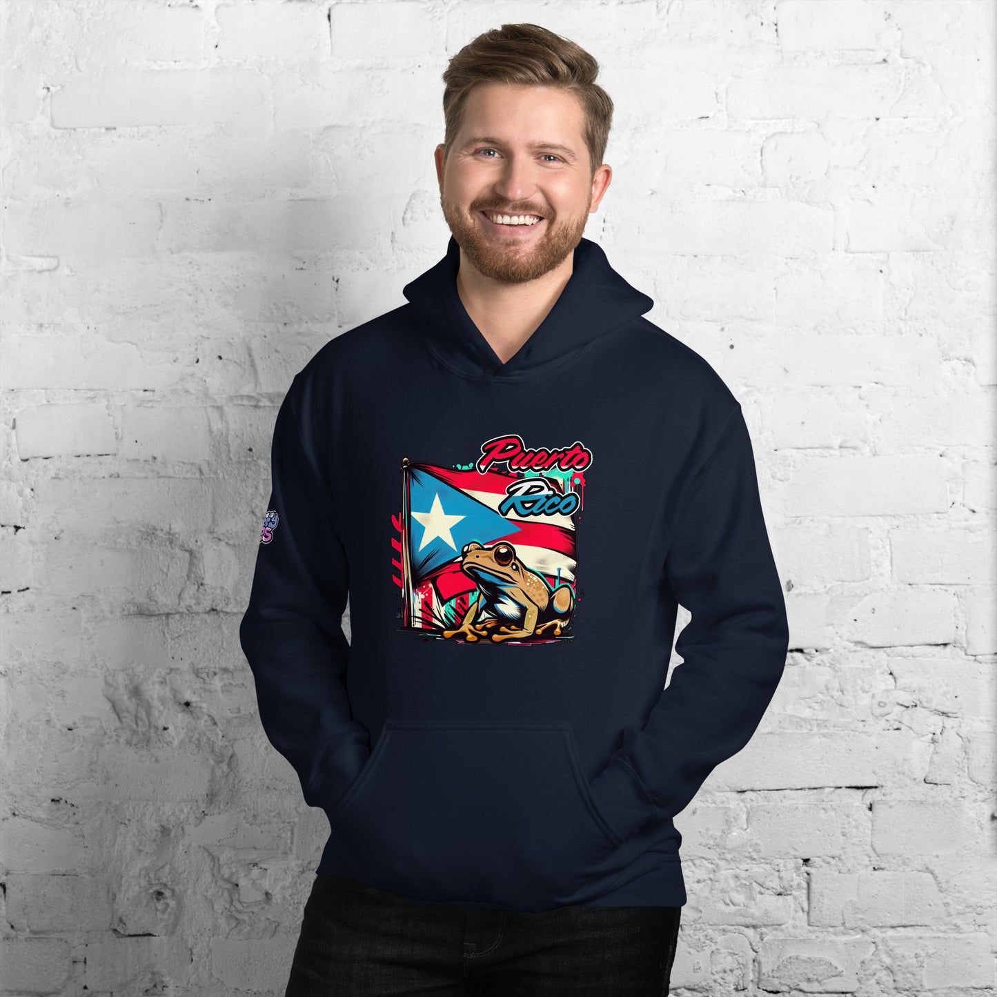 Graffytees Puerto Rico flag and Coqui Unisex Hoodie