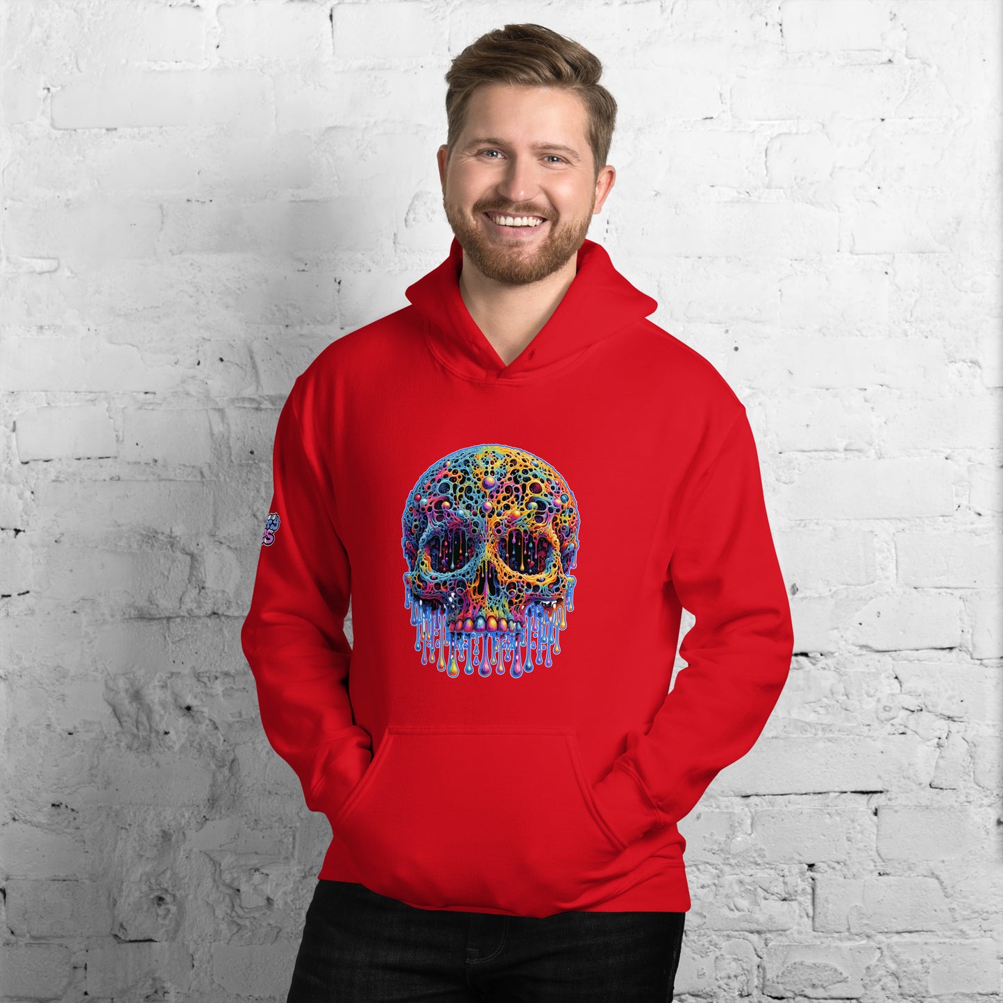 GraffyTees Colorful dripping Skull Unisex Hoodie