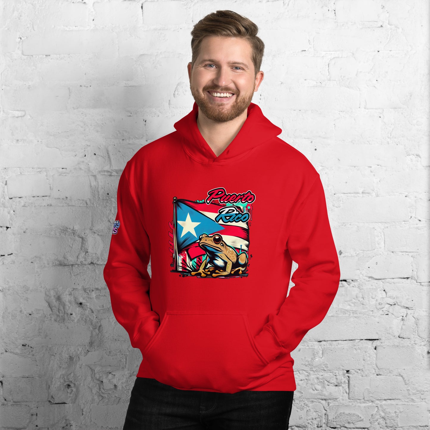 Graffytees Puerto Rico flag and Coqui Unisex Hoodie