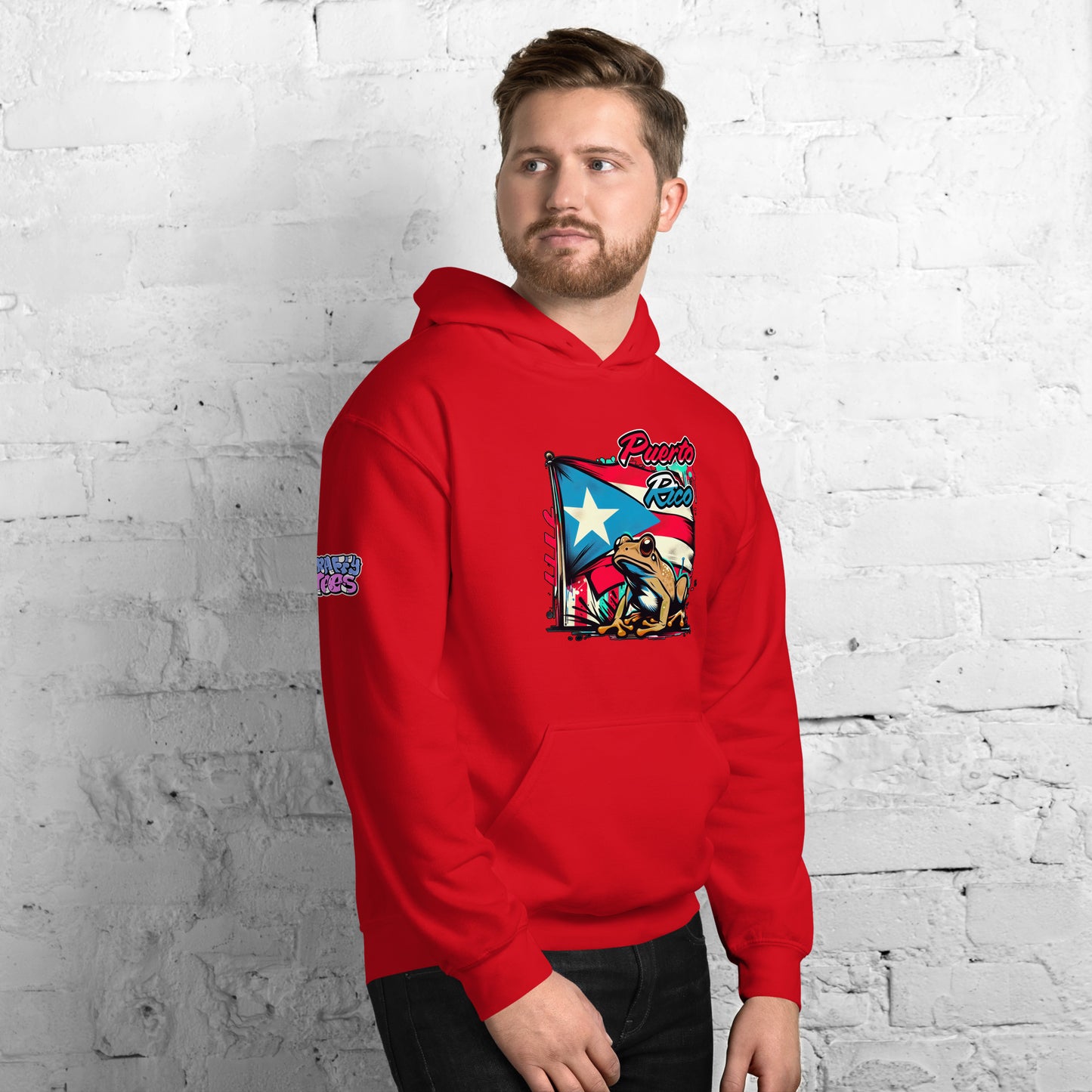 Graffytees Puerto Rico flag and Coqui Unisex Hoodie