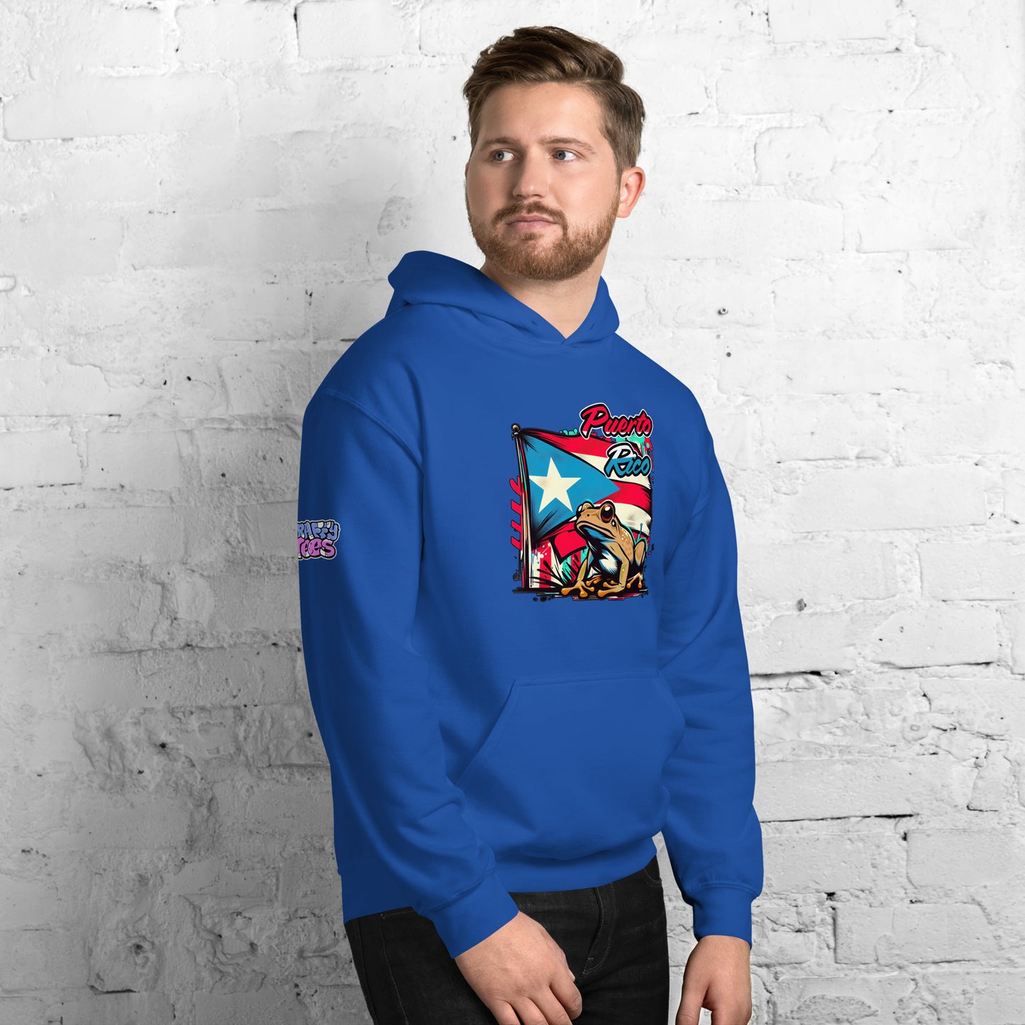 Graffytees Puerto Rico flag and Coqui Unisex Hoodie