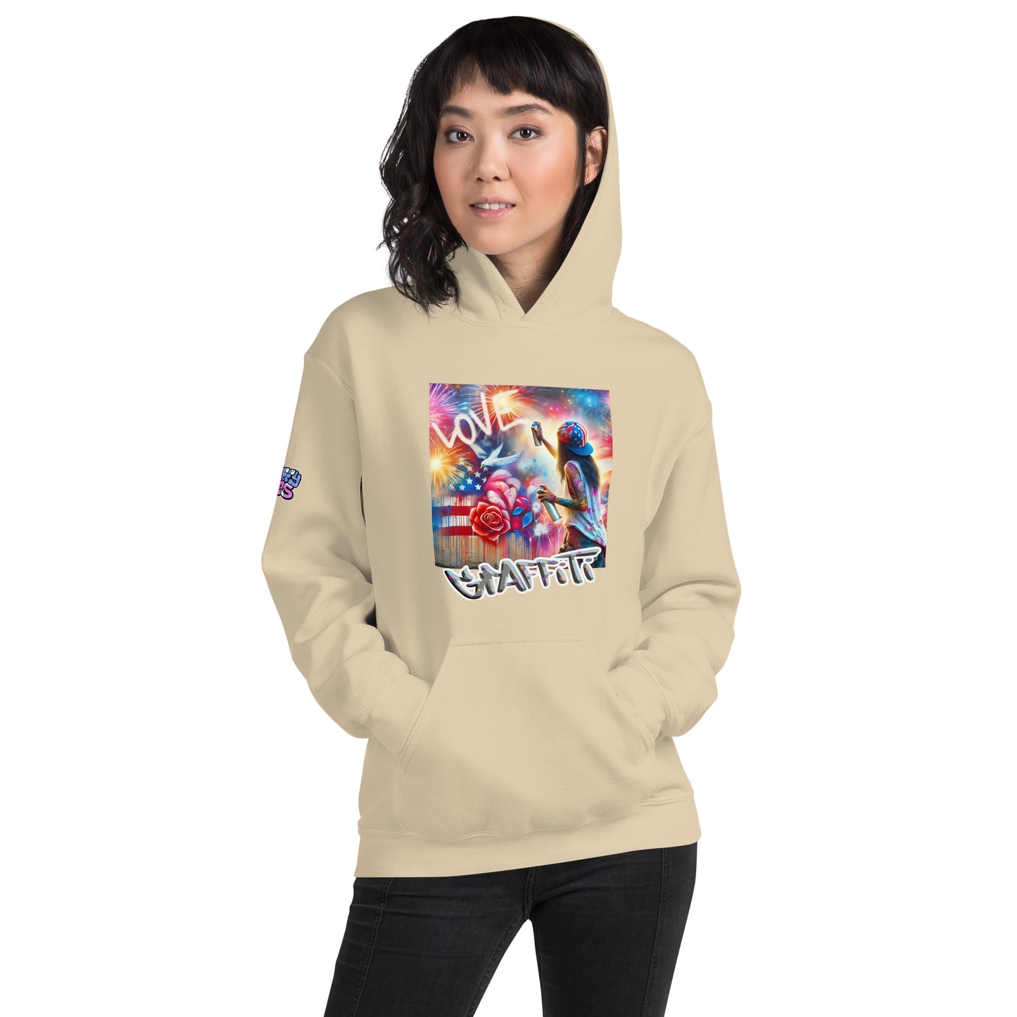 Graffytees Lady Vandal Love Message Unisex Hoodie