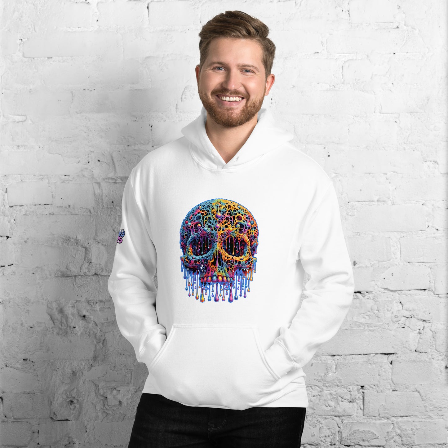 GraffyTees Colorful dripping Skull Unisex Hoodie