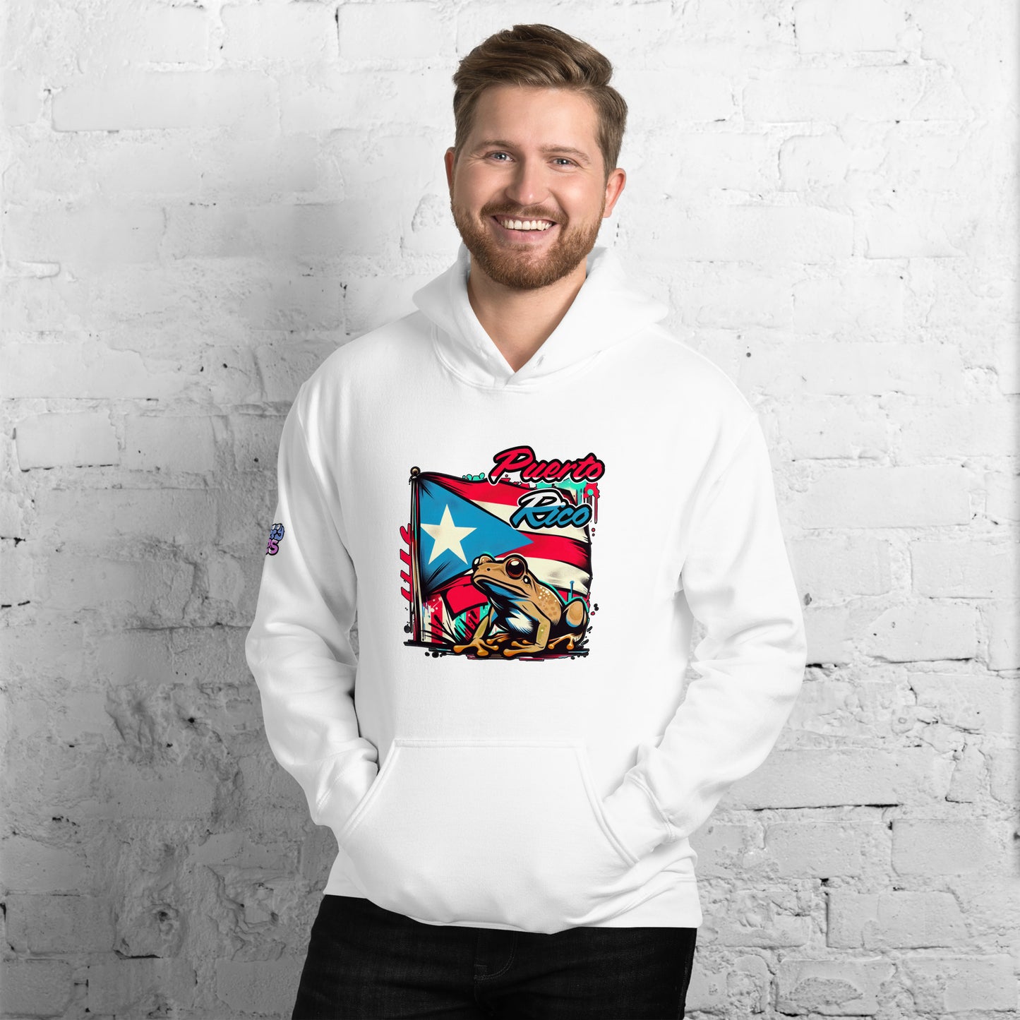 Graffytees Puerto Rico flag and Coqui Unisex Hoodie