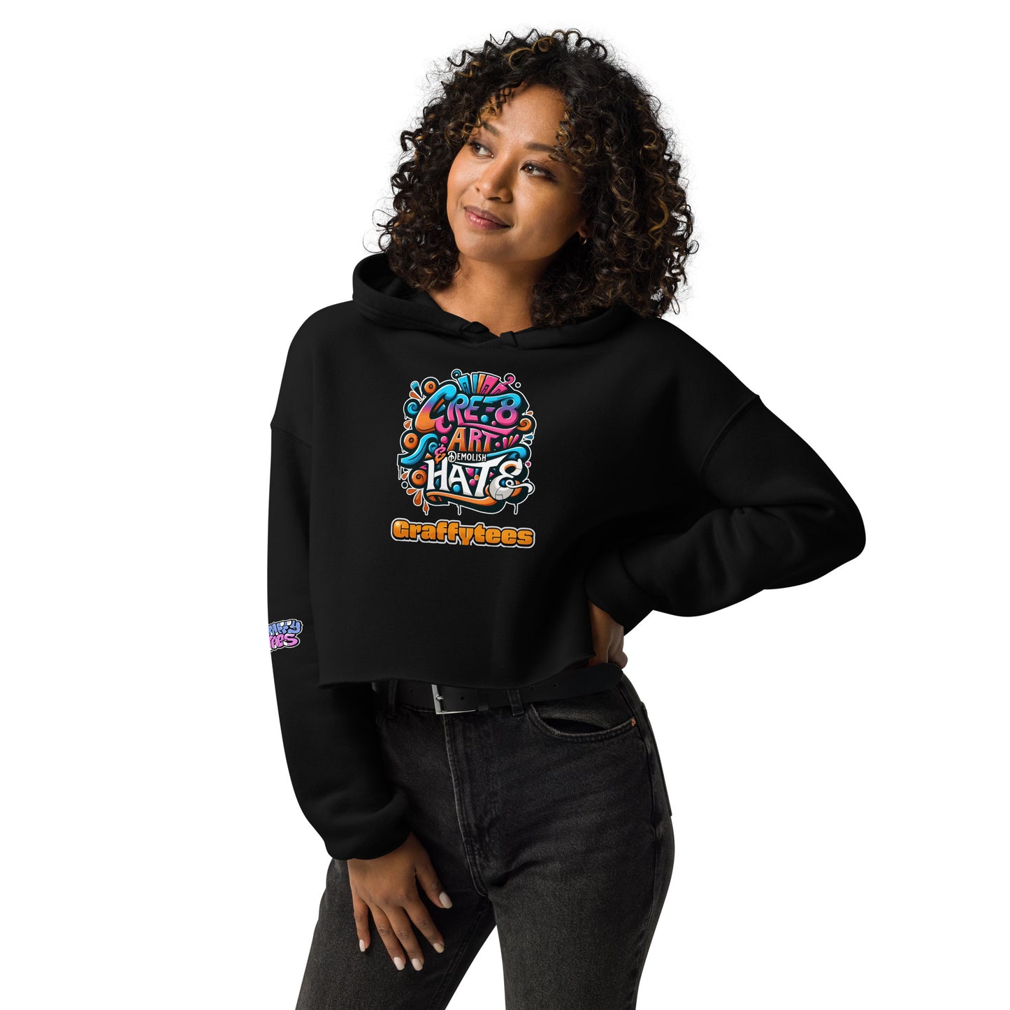 Graffiti Cre-8 Art Crop Hoodie
