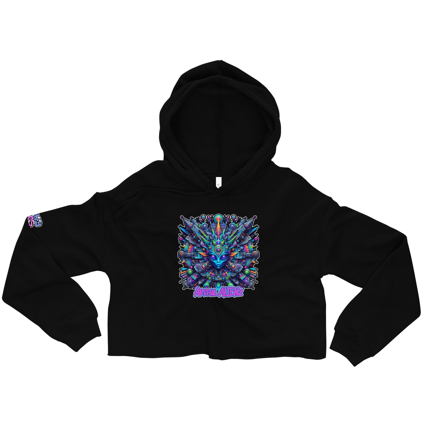 Graffiti Artful Alienz purp Crop Hoodie