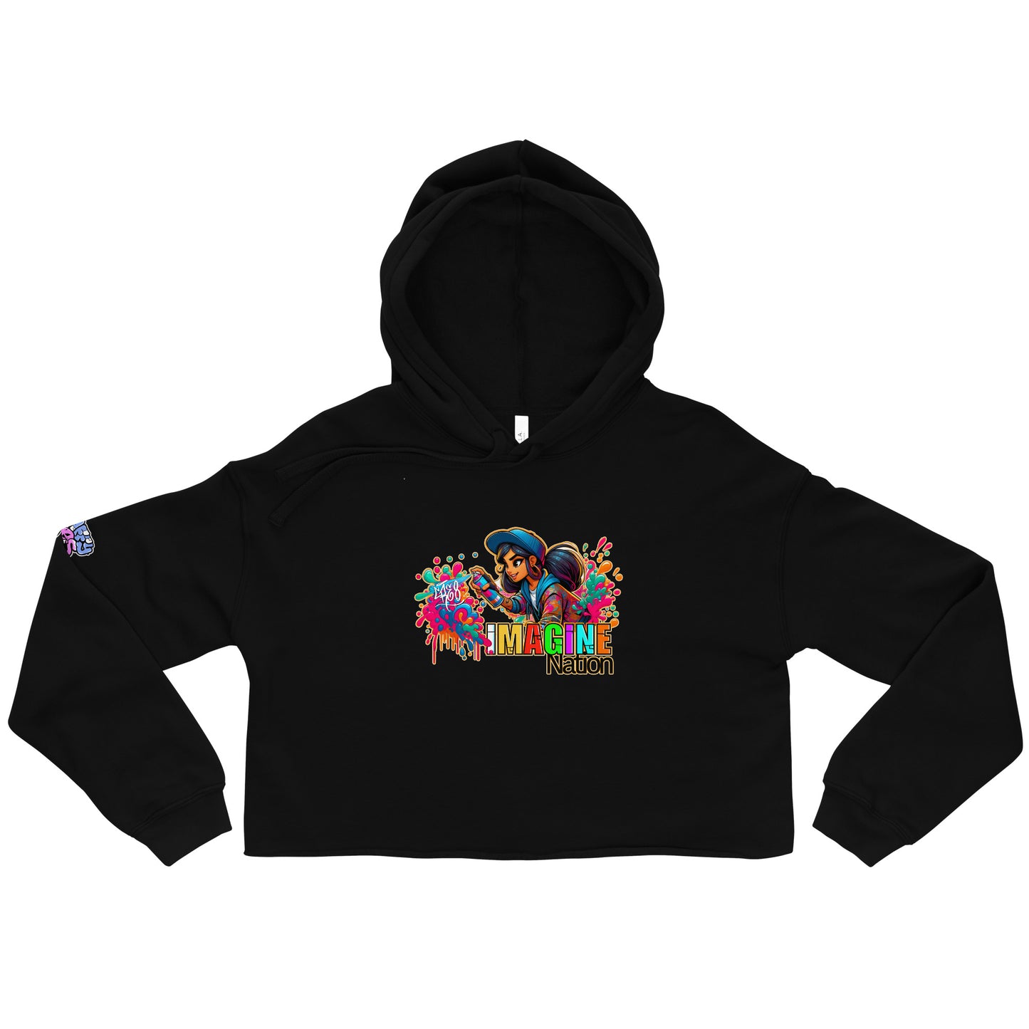 GraffyTees Girl Graffiti Artist Imagine-Nation Crop Hoodie