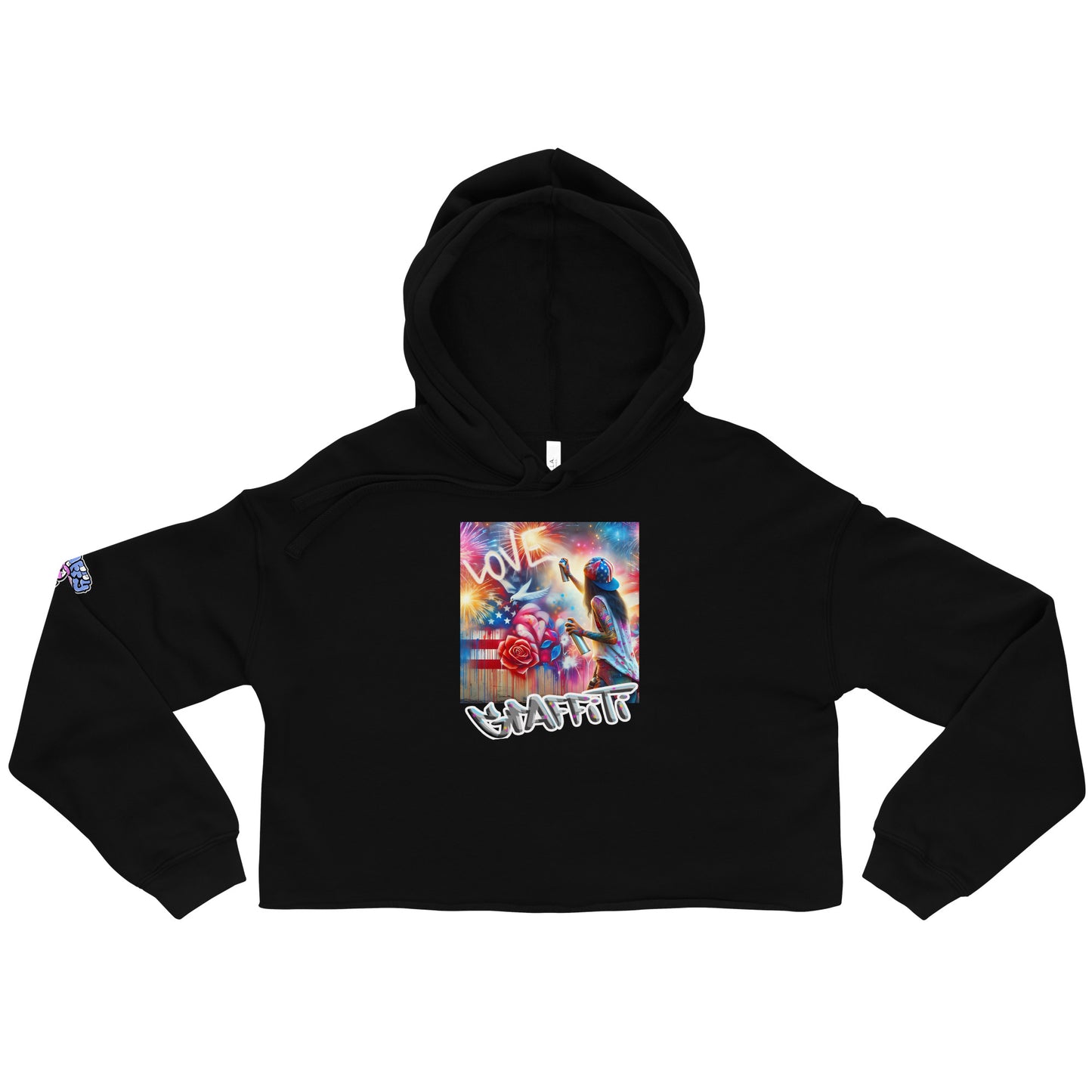 Graffytees Girl Artist inspired Graffiti Love Message Crop Hoodie