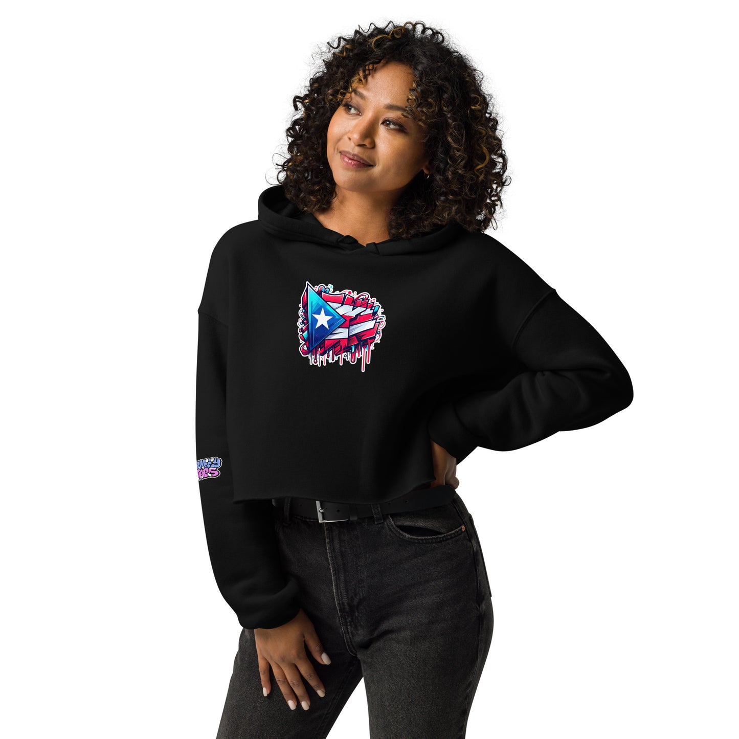 Graffytees graffiti Puerto Rican Flag Crop Hoodie