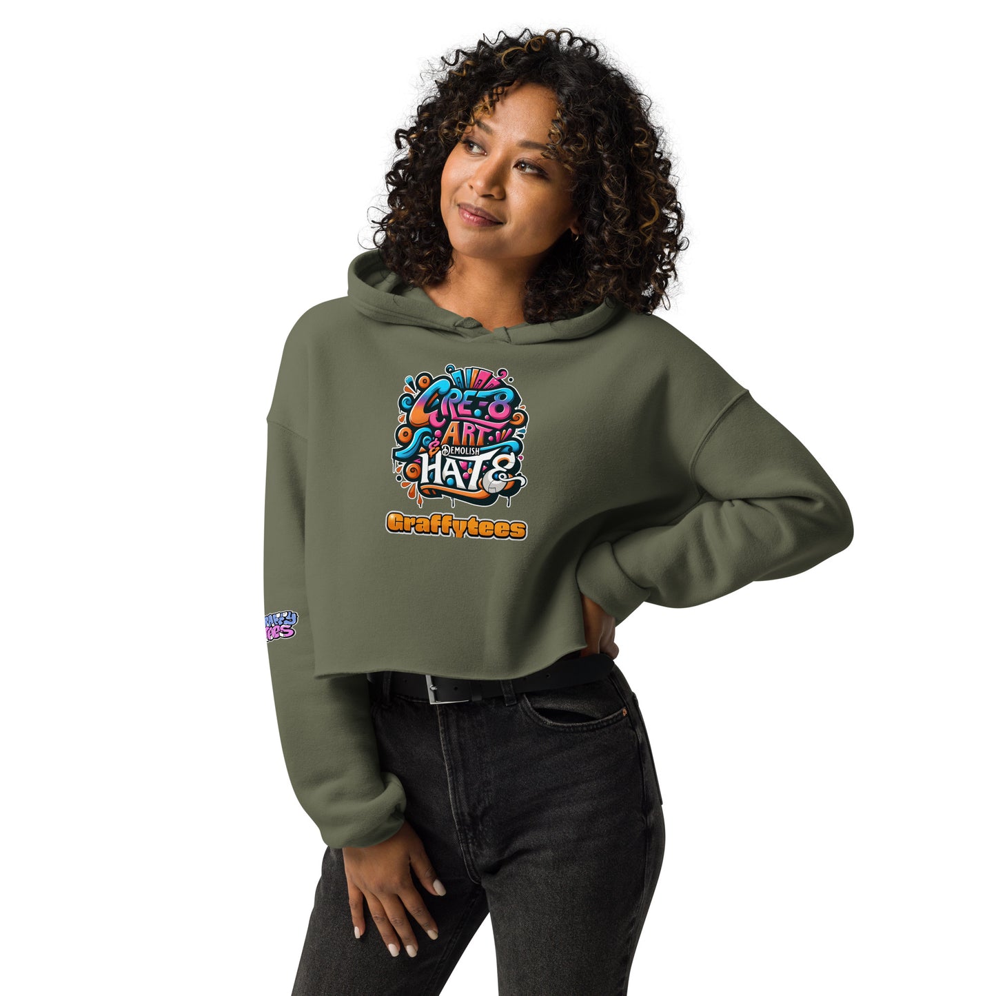 Graffiti Cre-8 Art Crop Hoodie