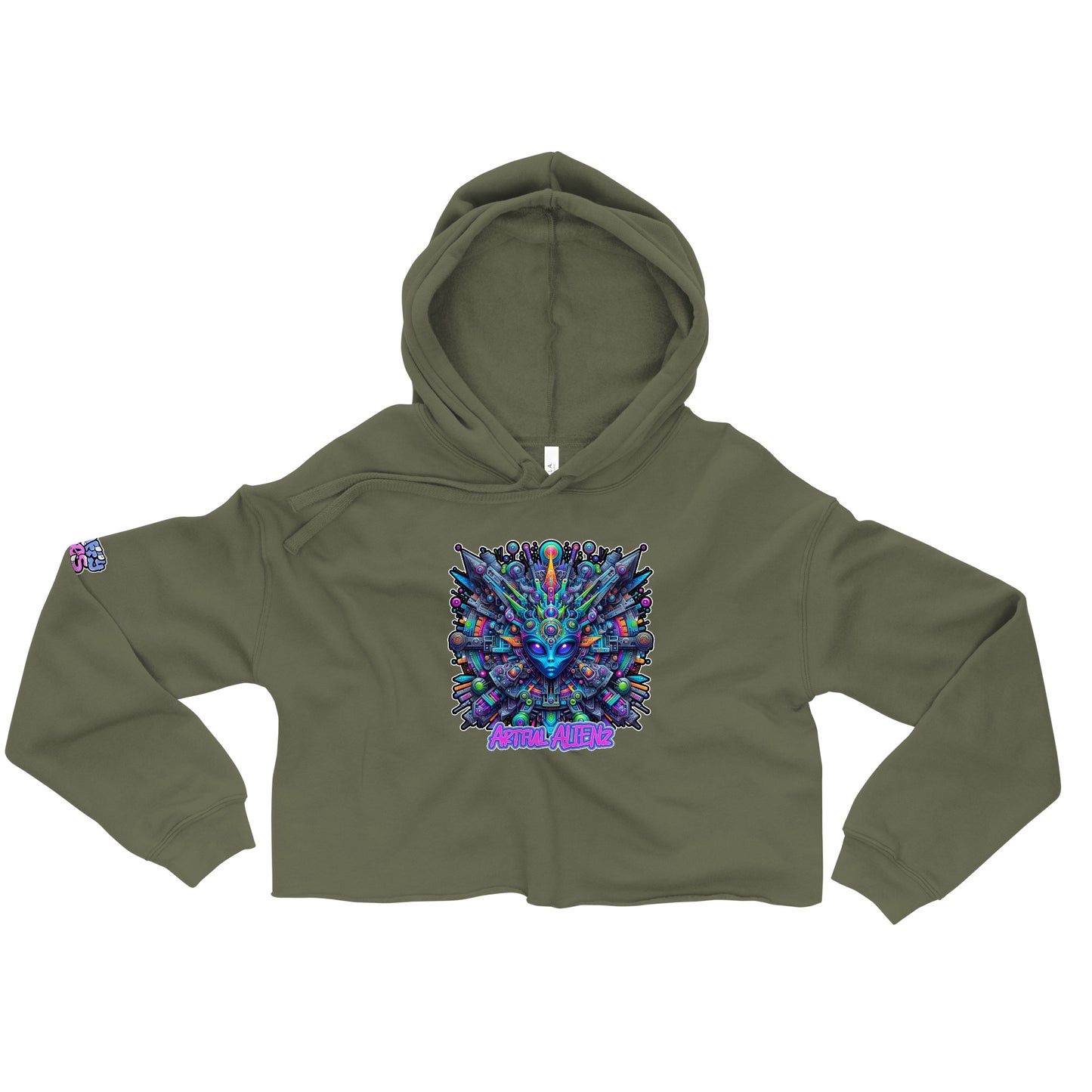 Graffiti Artful Alienz purp Crop Hoodie