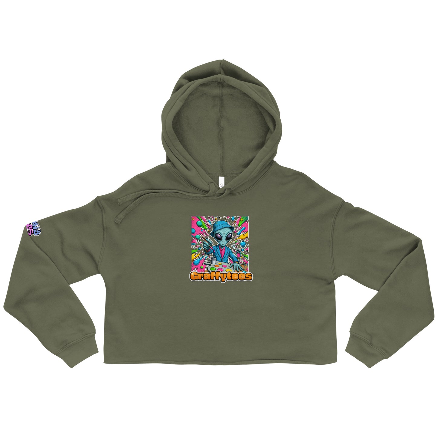 GraffyTees Alien painter W bucket hat Crop Hoodie