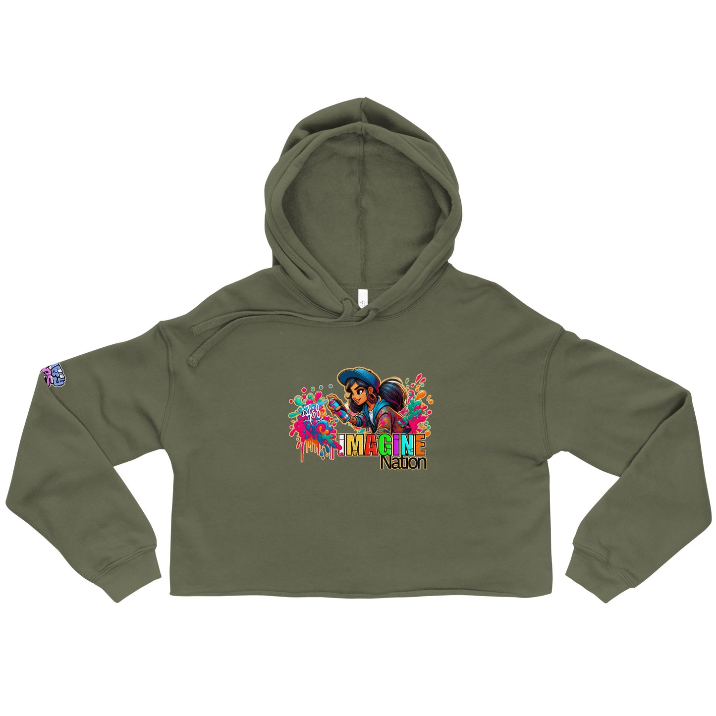 GraffyTees Girl Graffiti Artist Imagine-Nation Crop Hoodie