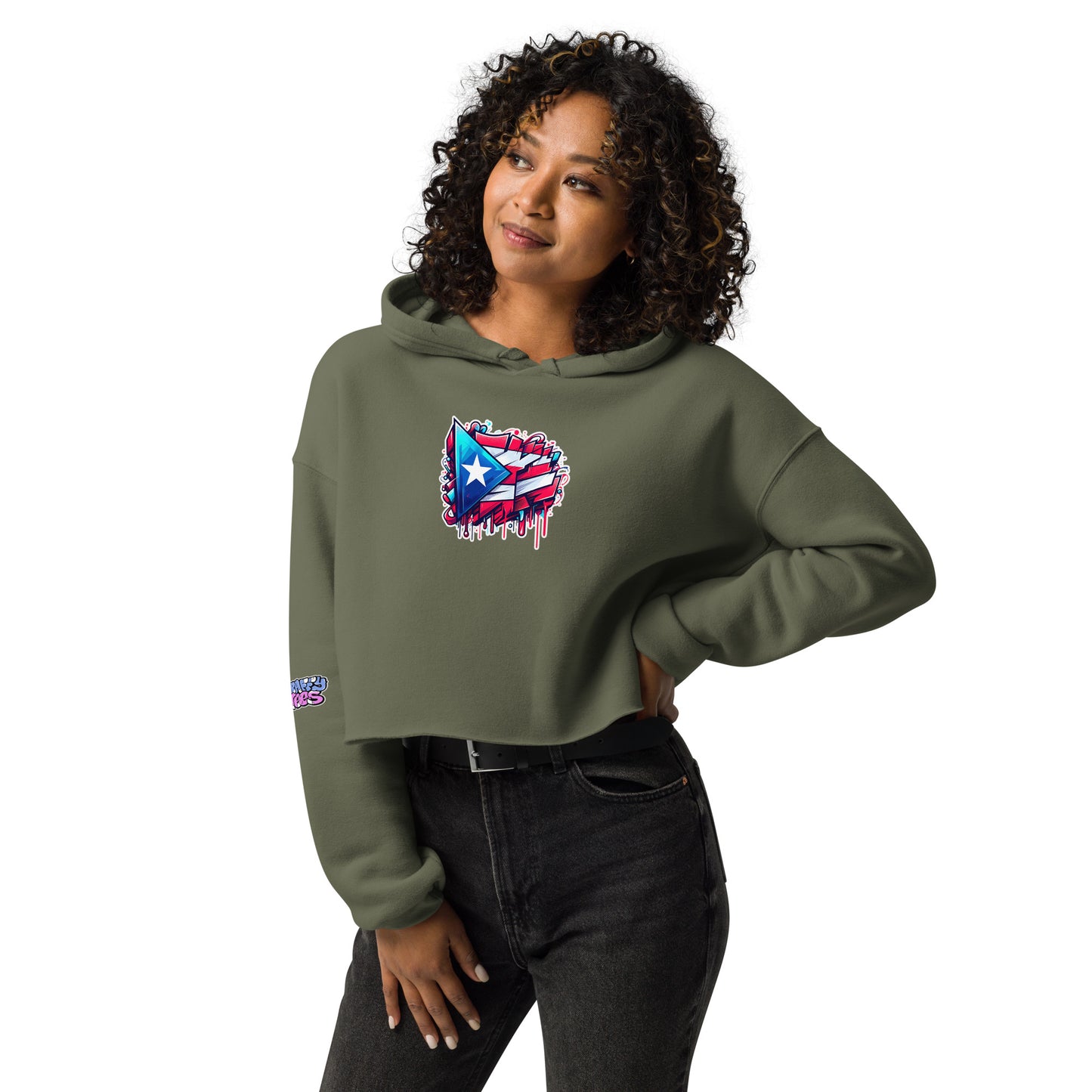 Graffytees graffiti Puerto Rican Flag Crop Hoodie