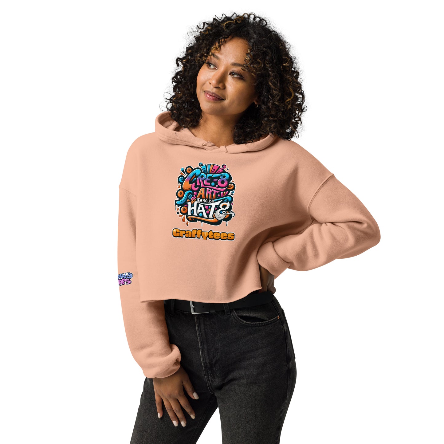 Graffiti Cre-8 Art Crop Hoodie