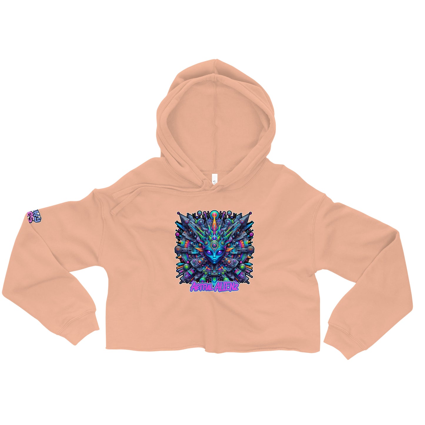 Graffiti Artful Alienz purp Crop Hoodie